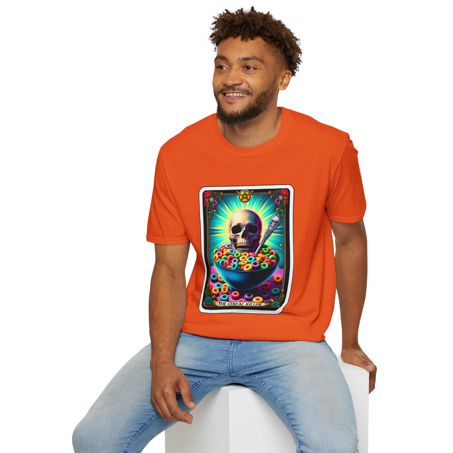 Tarot-Inspired Cereal Killer Halloween Tee - Unique Spooky Design