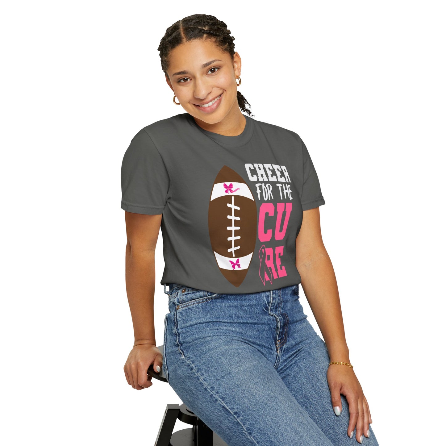 Cheer for the Cure - Breast Cancer Awareness Football T-Shirt