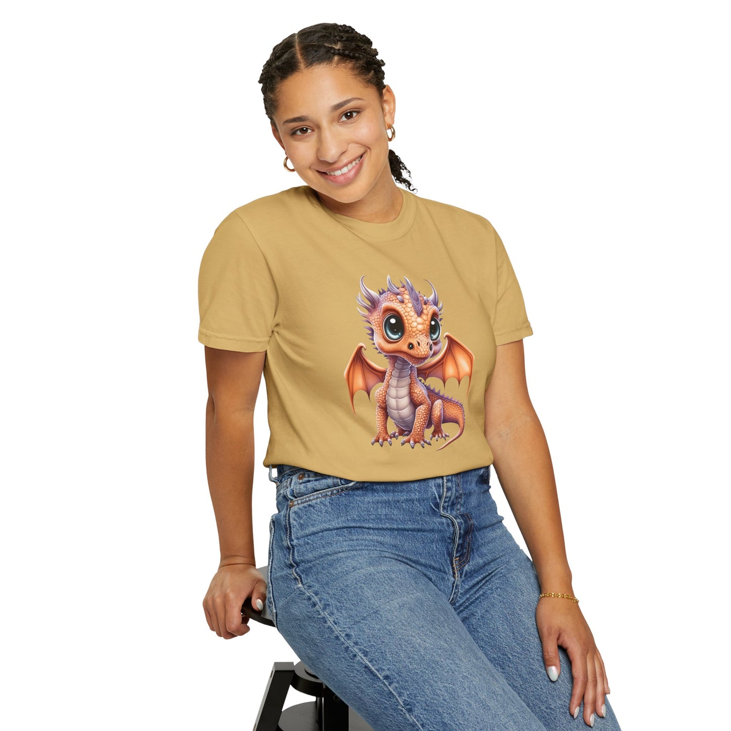 Charming Orange Dragonling T-Shirt Whimsical Fantasy Creature Tee Adorable Dragon Lover Shirt