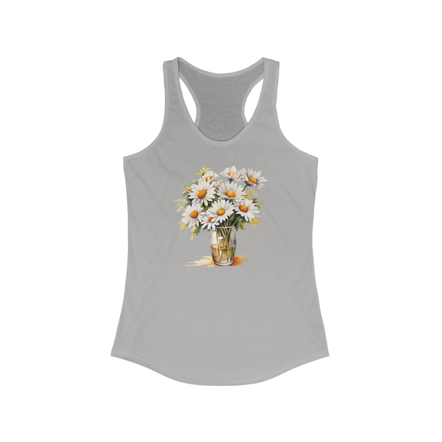 Watercolor Daisy Vase Art Tee - Soft Cotton Floral Print Shirt