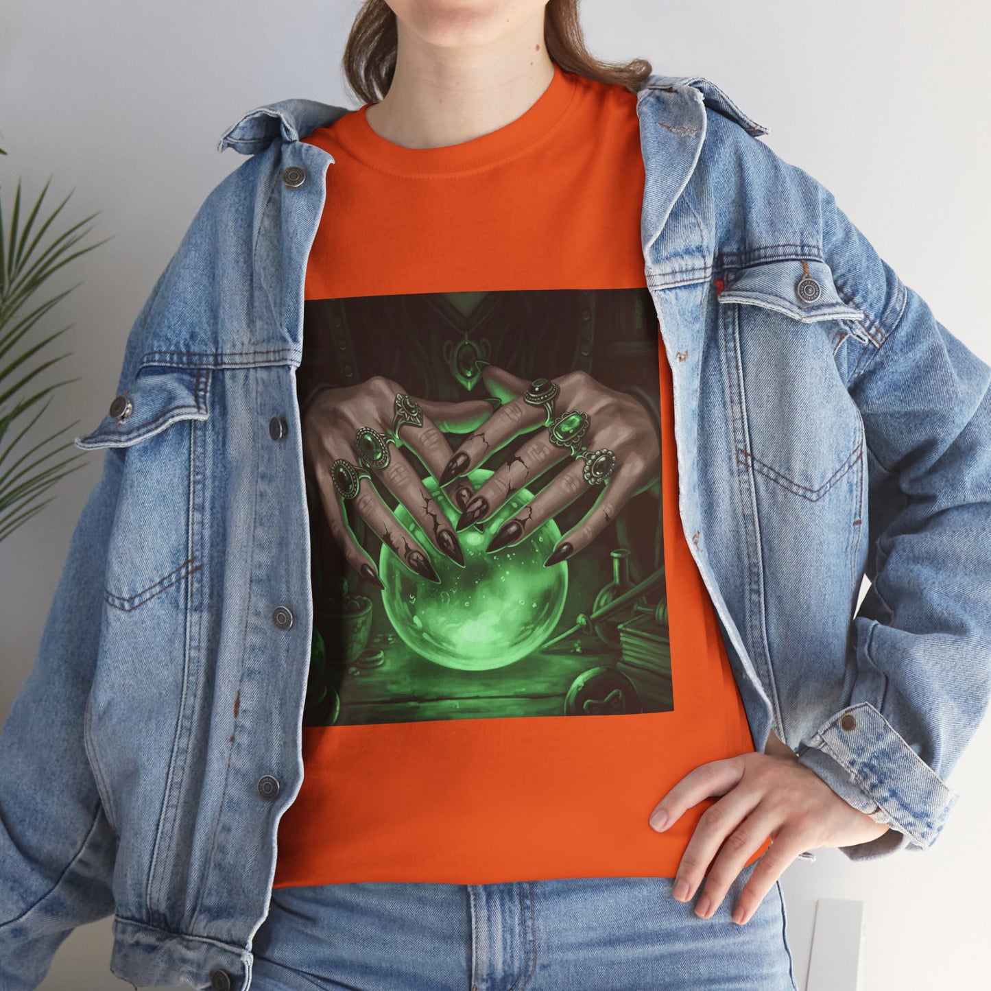 Sorceress's Grasp: Glowing Crystal Ball & Dark Witch Hands