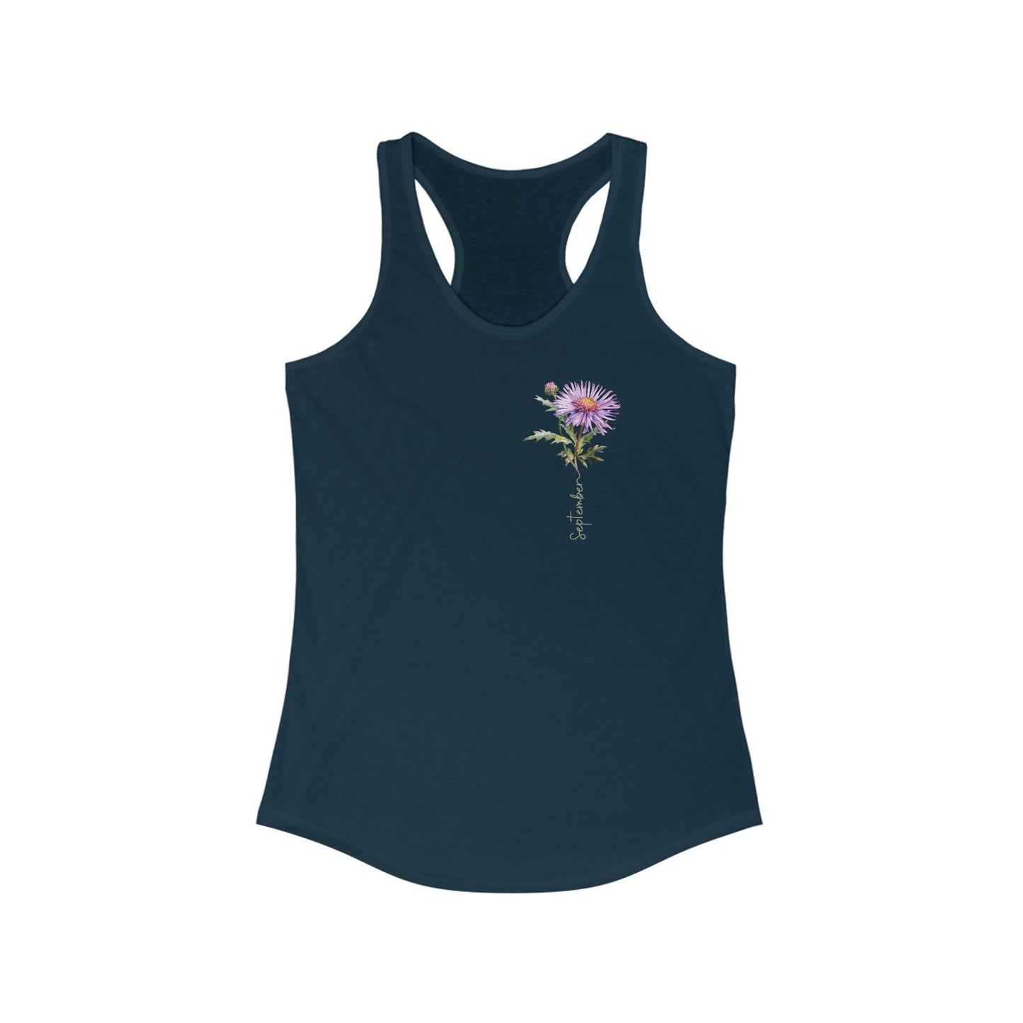 Enchanting September Aster Elegance Tank Top - Floral Chic for Your Special Month!