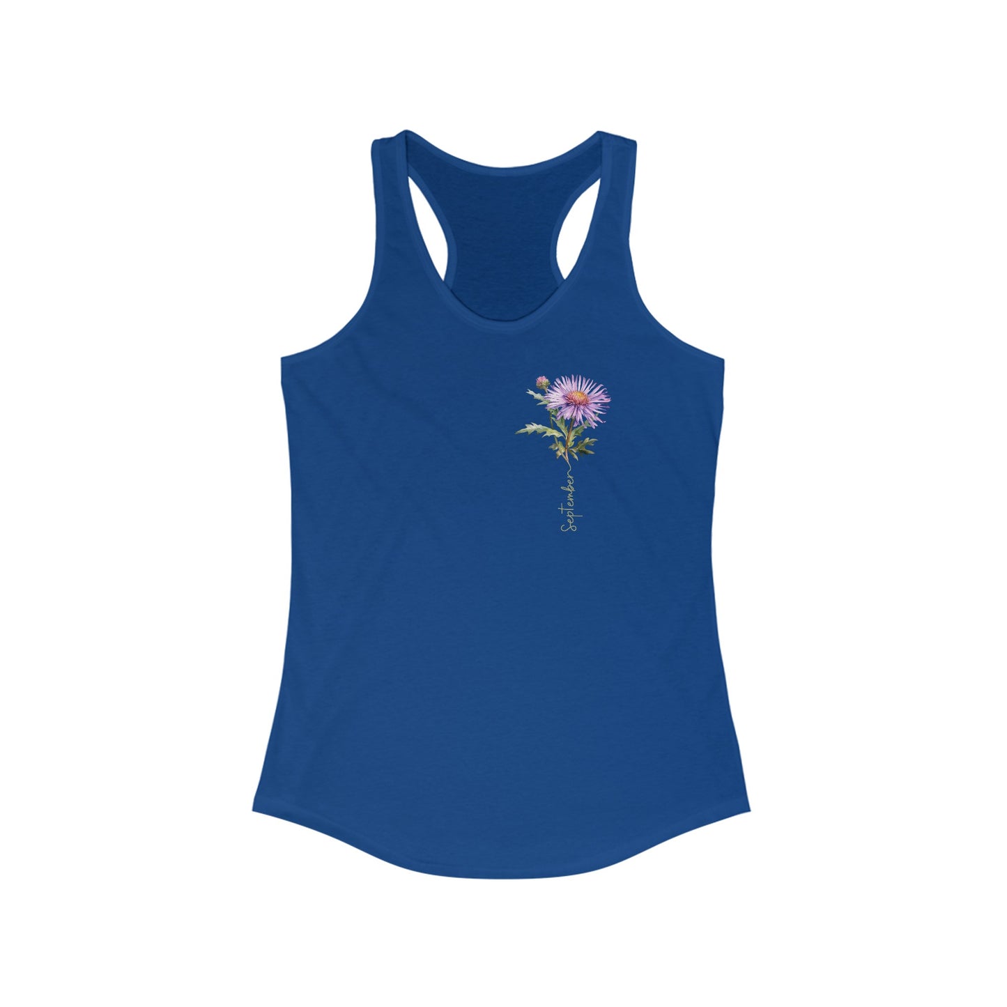 Enchanting September Aster Elegance Tank Top - Floral Chic for Your Special Month!