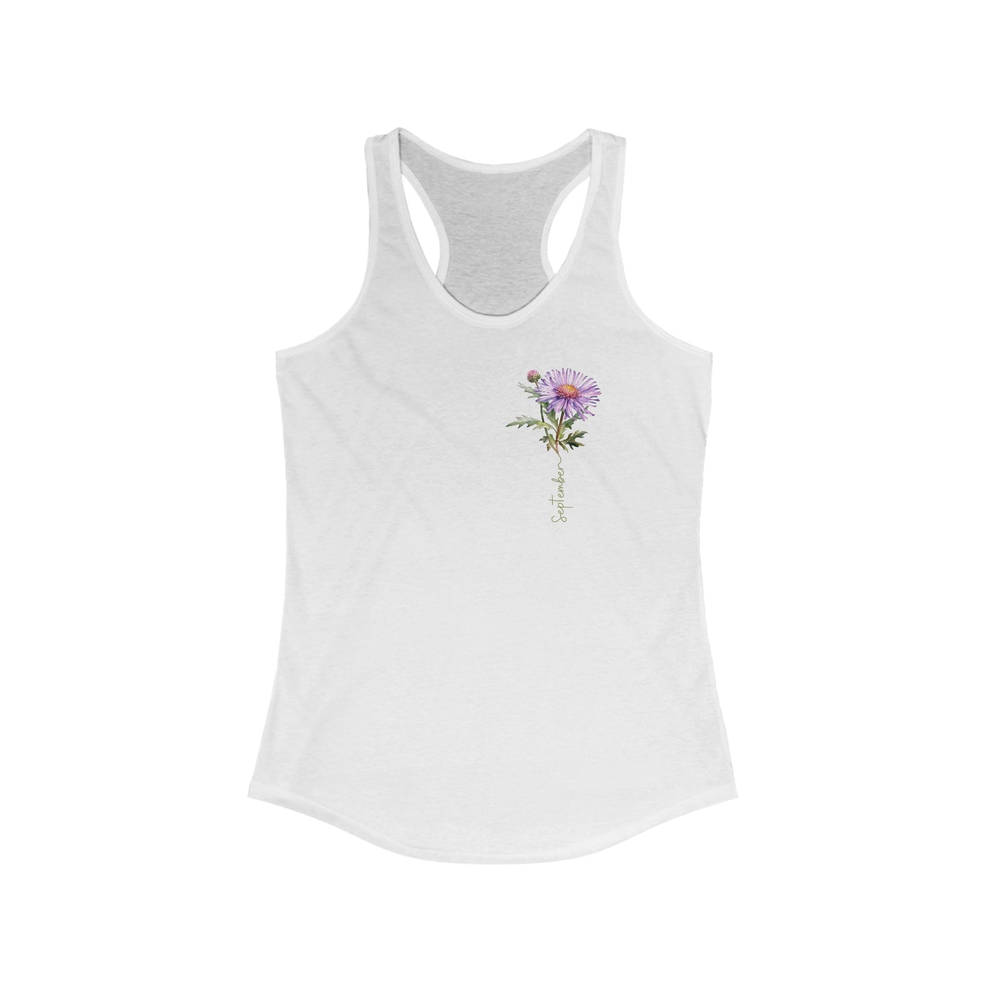 Enchanting September Aster Elegance Tank Top - Floral Chic for Your Special Month!