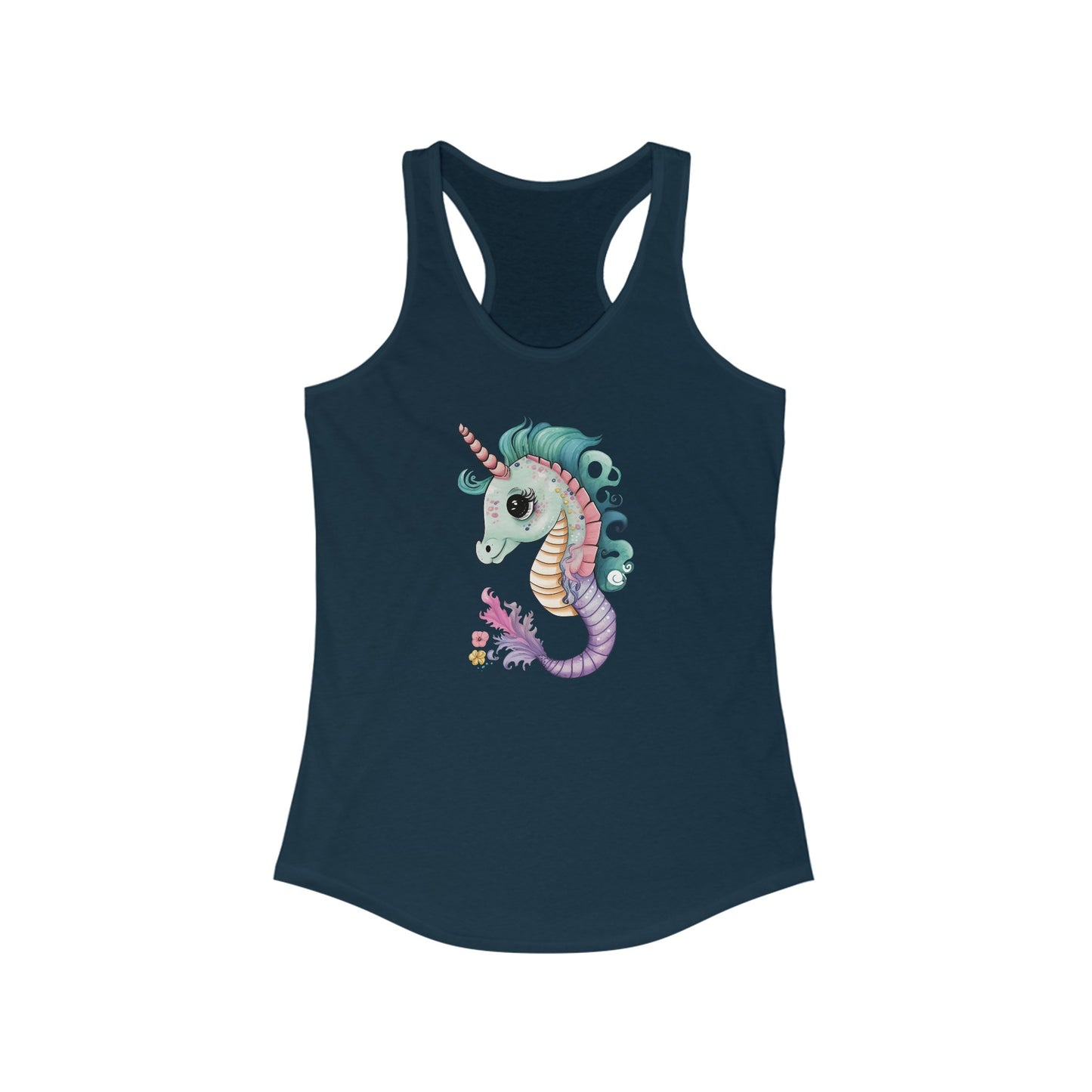 Whimsical Unicorn Seahorse Hybrid T-Shirt A Fantasy-Meets-Marine Life Artistic Apparel