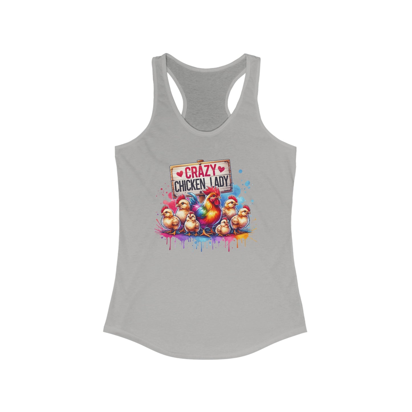 Whimsical ‘Crazy Chicken Lady’ Illustrated Tank Top – Perfect for Poultry Enthusiasts