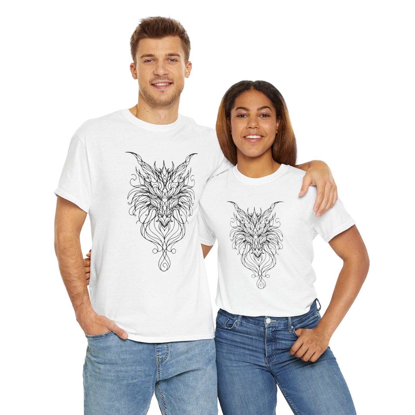Mystical Dragon Line Art Tee – Elegant Fantasy Creature Design