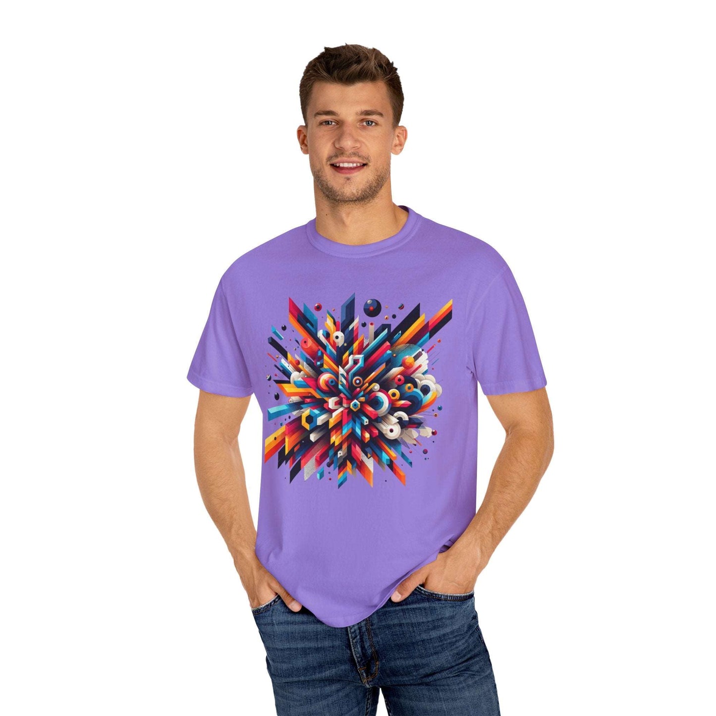 Abstract Geometric Explosion T-Shirt & Hoodie - Vibrant 3D Graphic Art Apparel-min