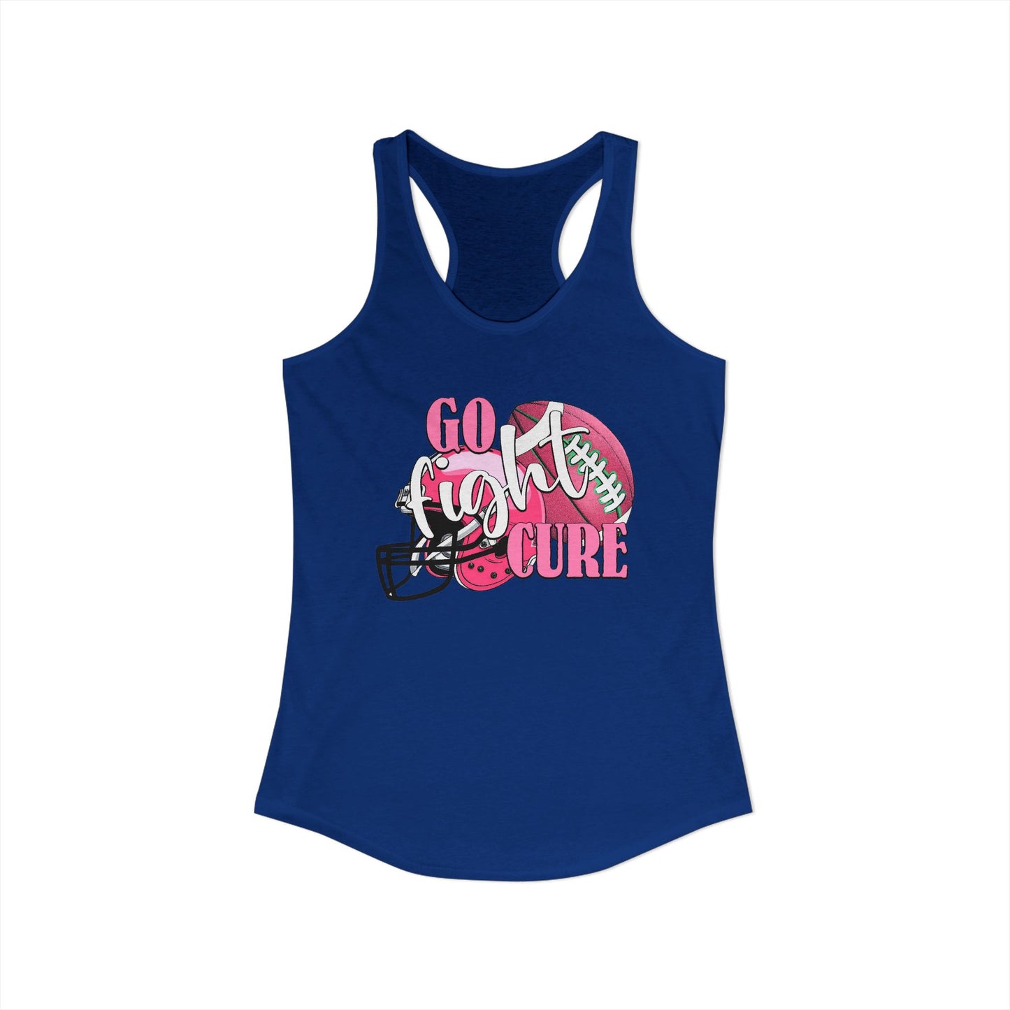 Go Fight Cure – Pink Ribbon Football Racerback Tank for Game‑Day Breast Cancer Awareness
