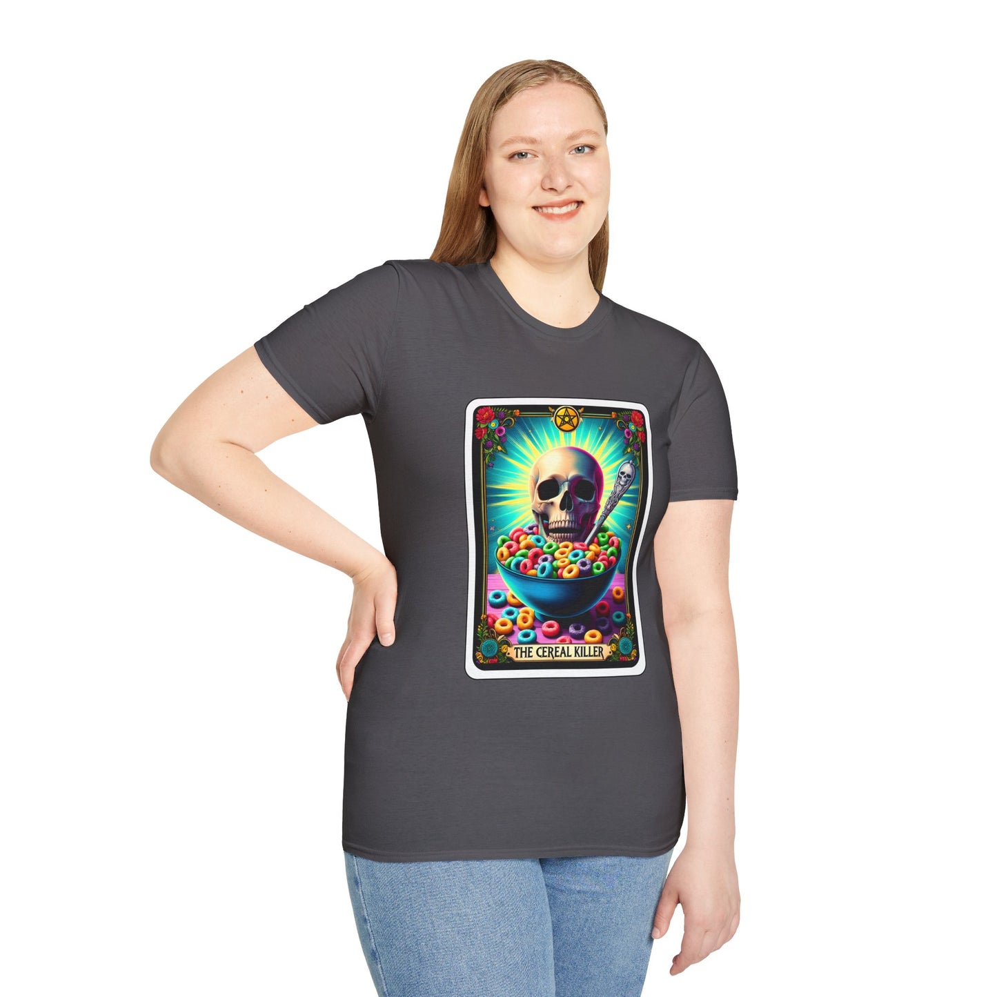 Tarot-Inspired Cereal Killer Halloween Tee - Unique Spooky Design