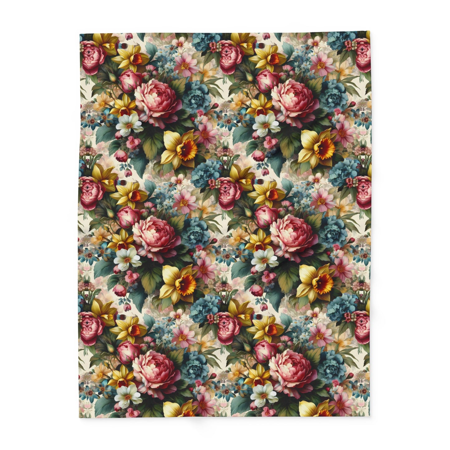 Vintage Floral Arctic Fleece Blanket - Cozy Comfort with a Touch of Elegance