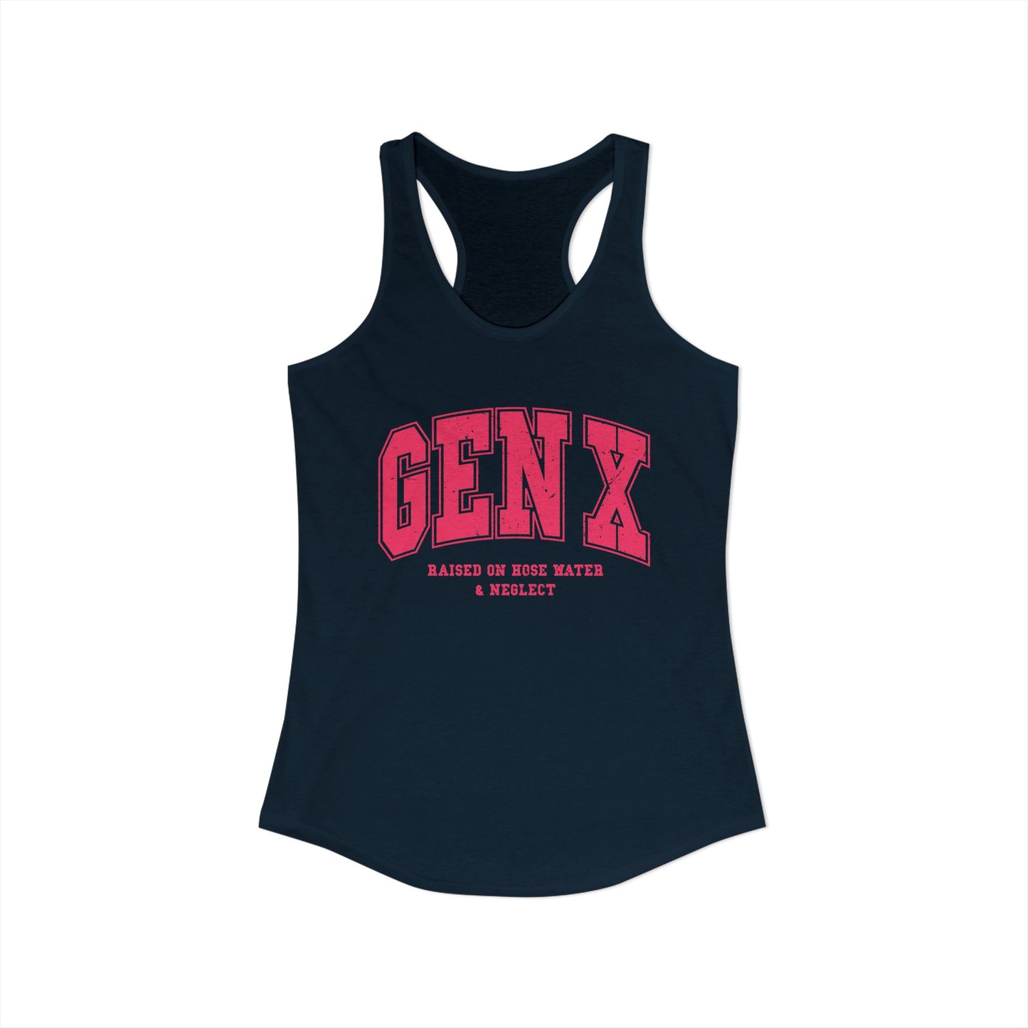 Gen X Varsity Tank – Raised on Hose Water & Neglect Retro Pink Lettering