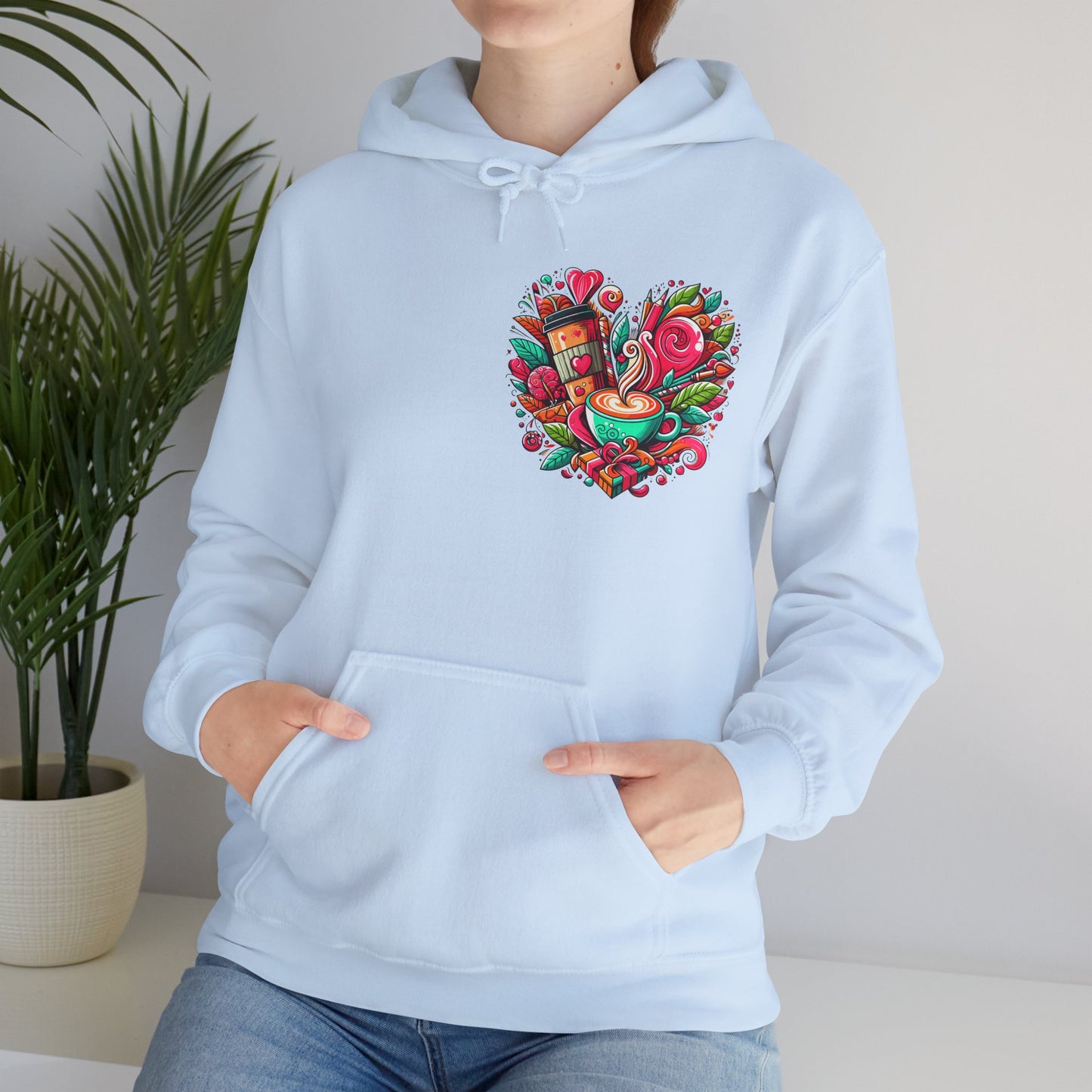 Urban Brew: Vibrant Graffiti Coffee Love Heart Hoodie