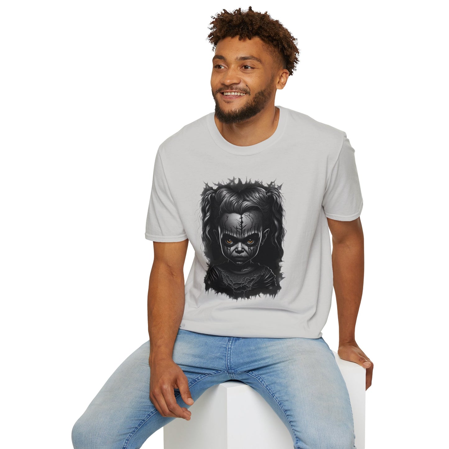 Hauntingly Adorable: Spooky Cute Little Girl Ghost Unisex Softstyle T-Shirt