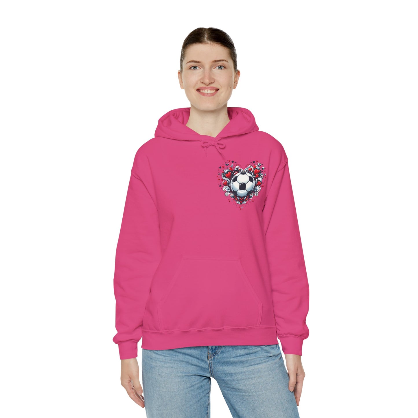 Love the Game Soccer Heart Hoodie | Minimalist Left-Chest Print | Soccer Mom & Fan Gift