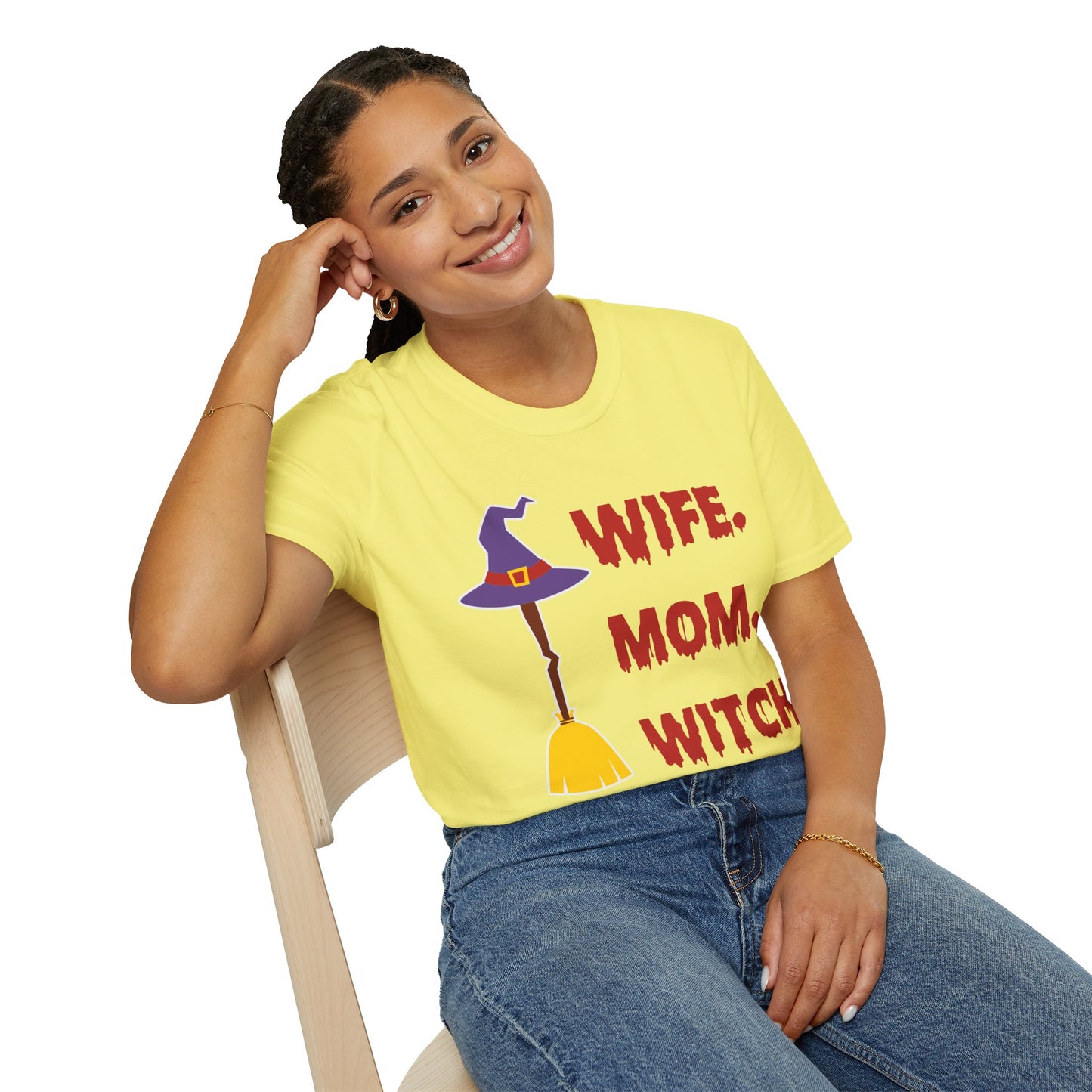 Spooky ‘Wife. Mom. Witch.’ Halloween Tee - Fun & Festive Holiday Apparel