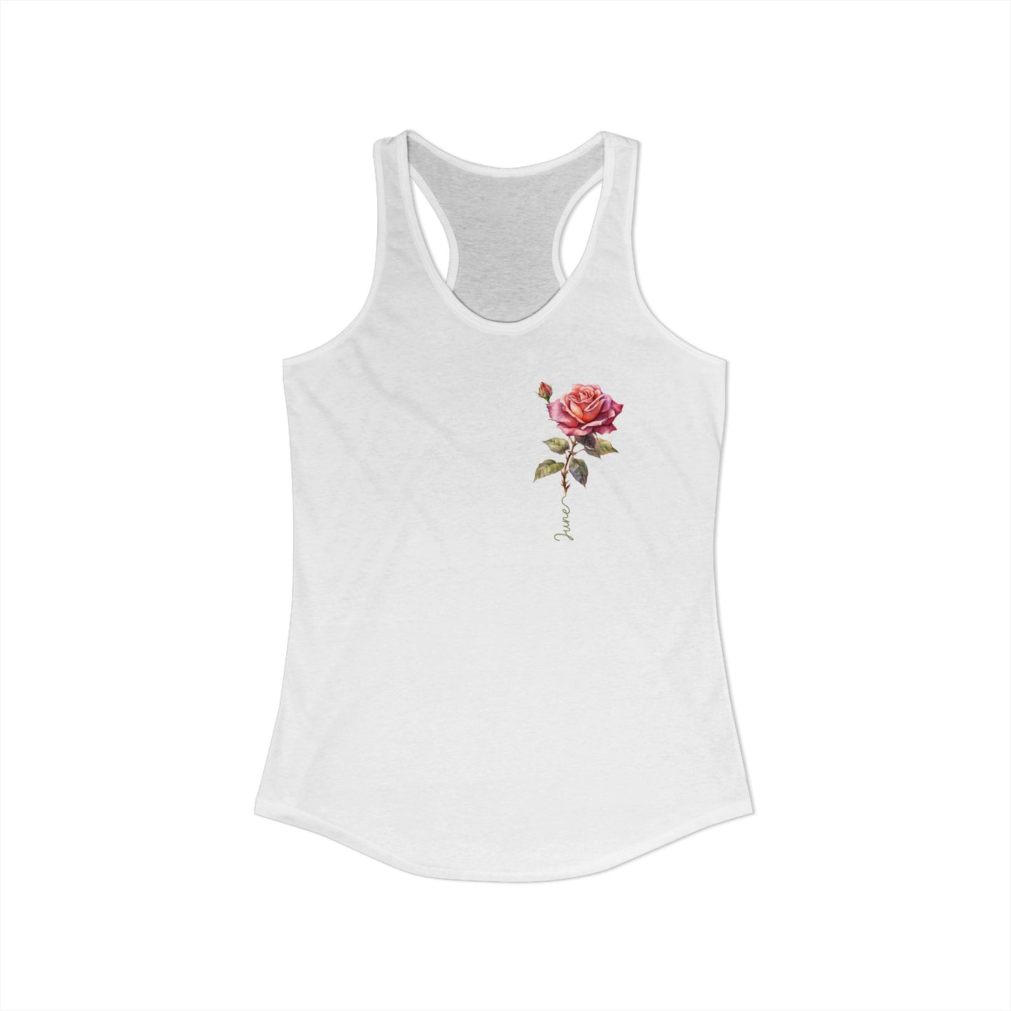 June Birth Flower Racerback – Watercolor Rose Tank for Soft‑Girl Summer Birthdays