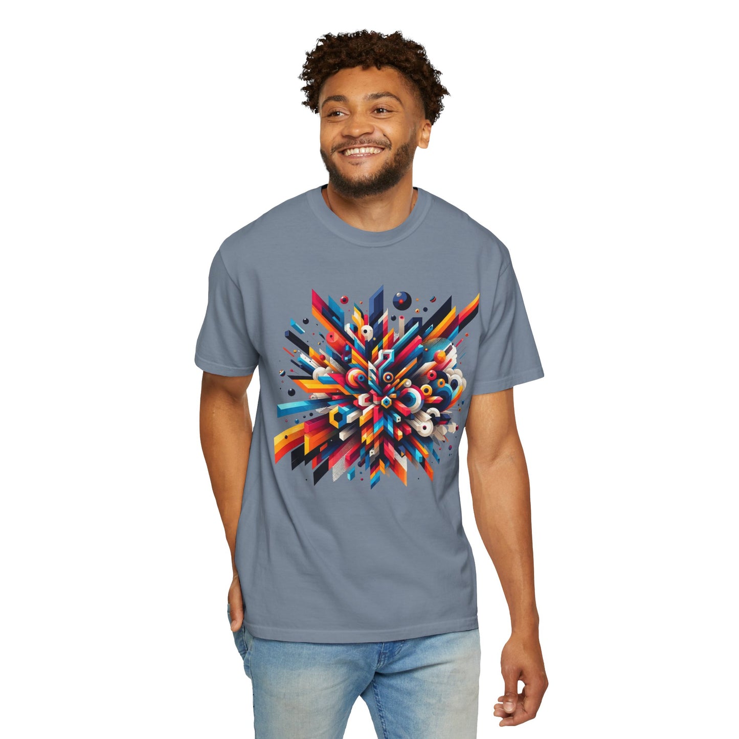 Abstract Art Energy Shirt | Comfort Colors 1717 | Vibrant Geometric Explosion Tee | Soft Washed Garment Dyed Cotton | Artistic Streetwear
