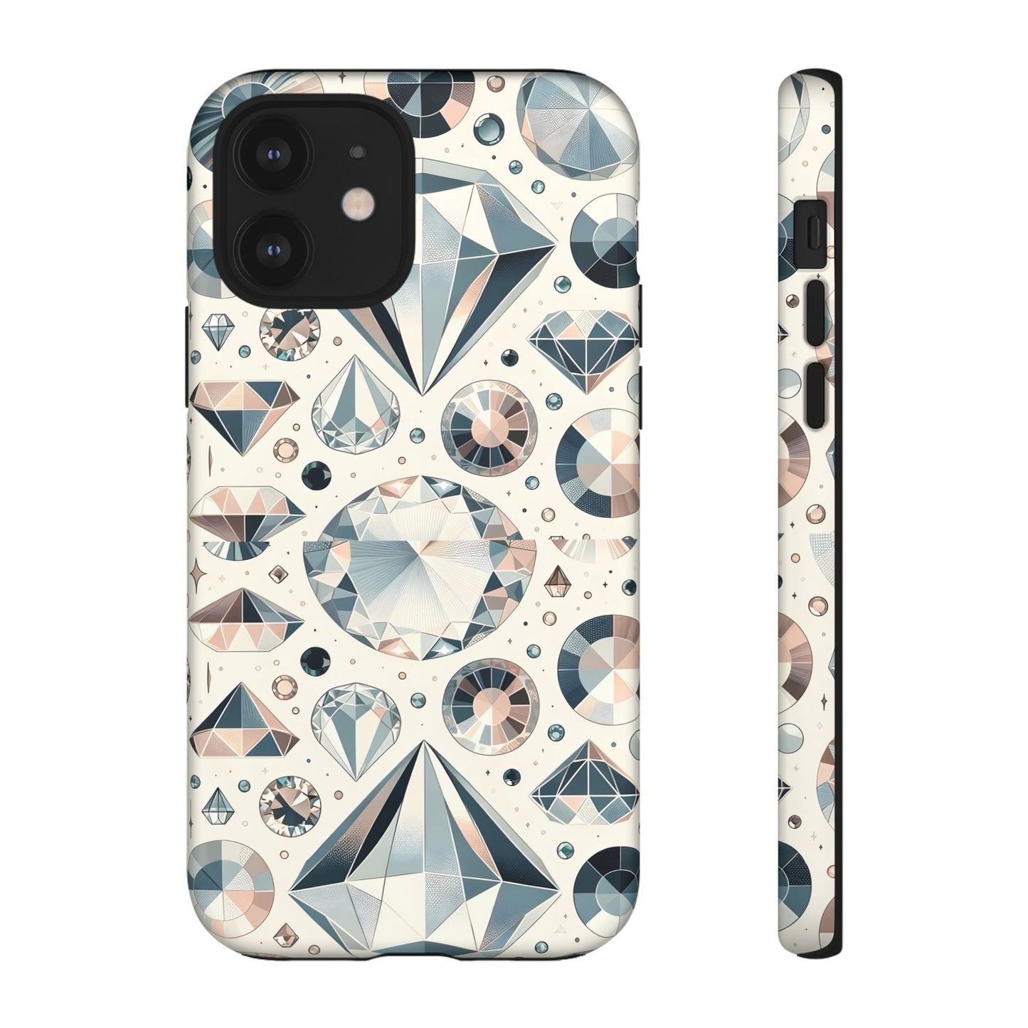 Diamond Pattern iPhone Case | Dual Layer Tough Cover | Luxury Gemstone Print | Glossy or Matte Finish | Shockproof Polycarbonate & TPU Shell