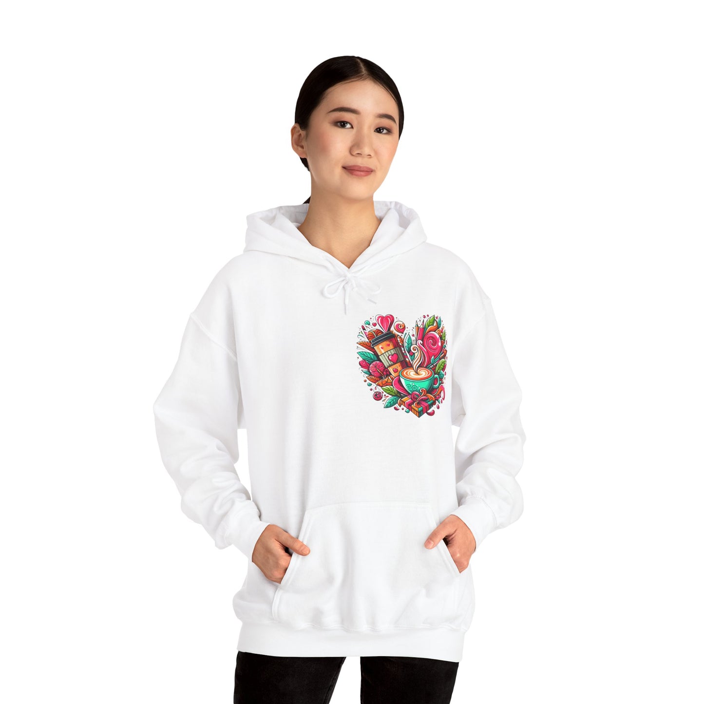 Urban Brew: Vibrant Graffiti Coffee Love Heart Hoodie
