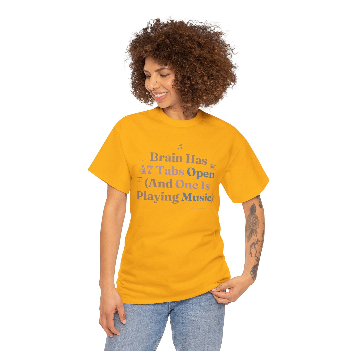 ADHD Lofi Aesthetic: 'Brain Has 47 Tabs Open (And One Is Playing Music)' Graphic Tee