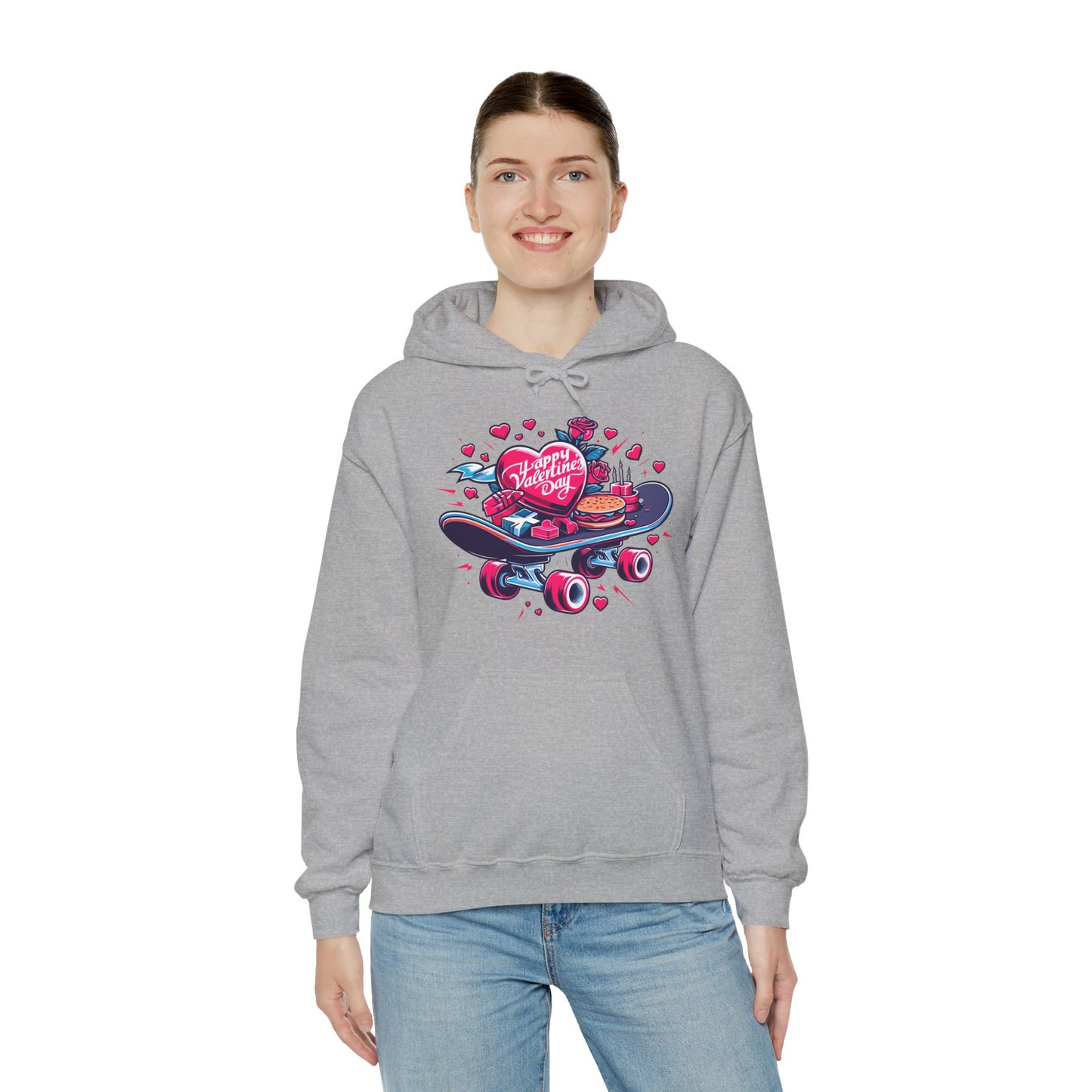 Skateboard Valentine's Hoodie | Edgy "Ride & Love" Graphic Sweatshirt | Funny Skater Gift