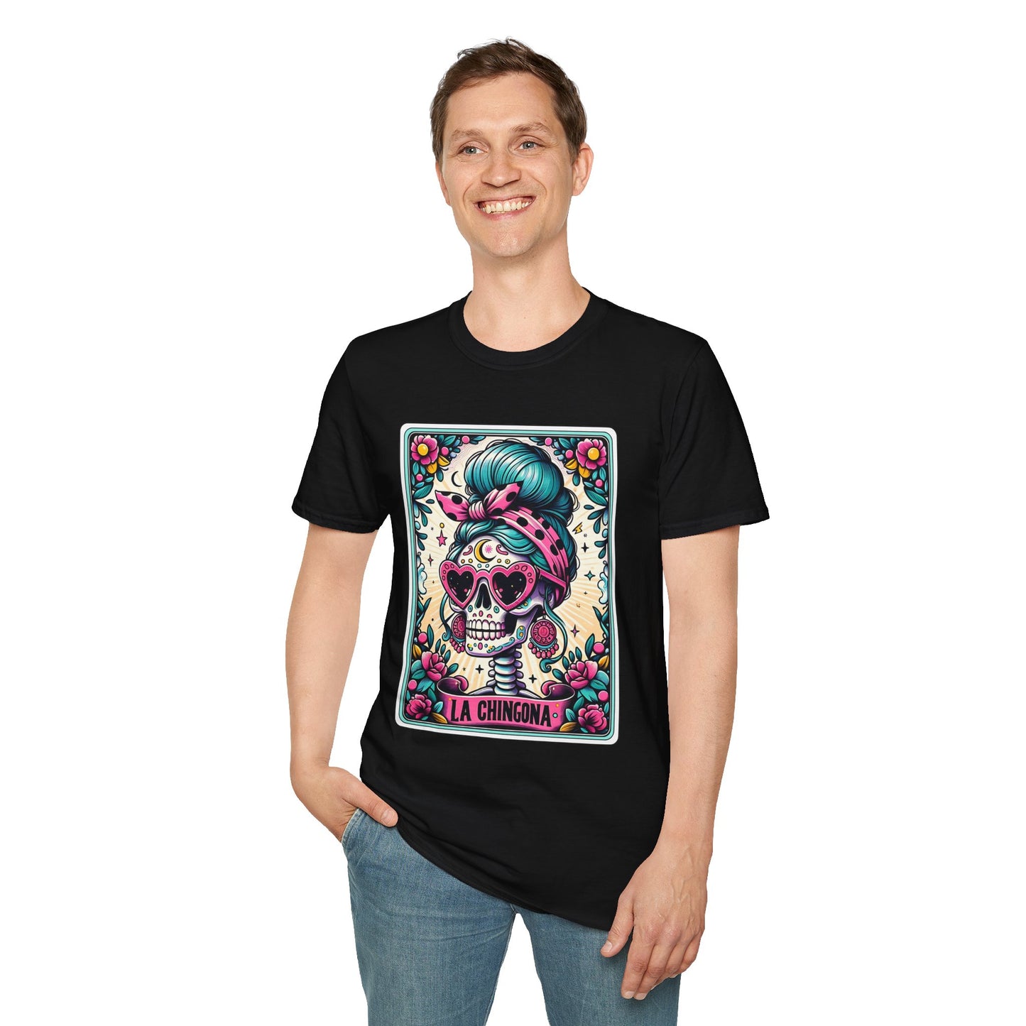 Vibrant Sugar Skull T-Shirt - Unique Spooky Halloween Apparel Inspired by Dia de los Muertos