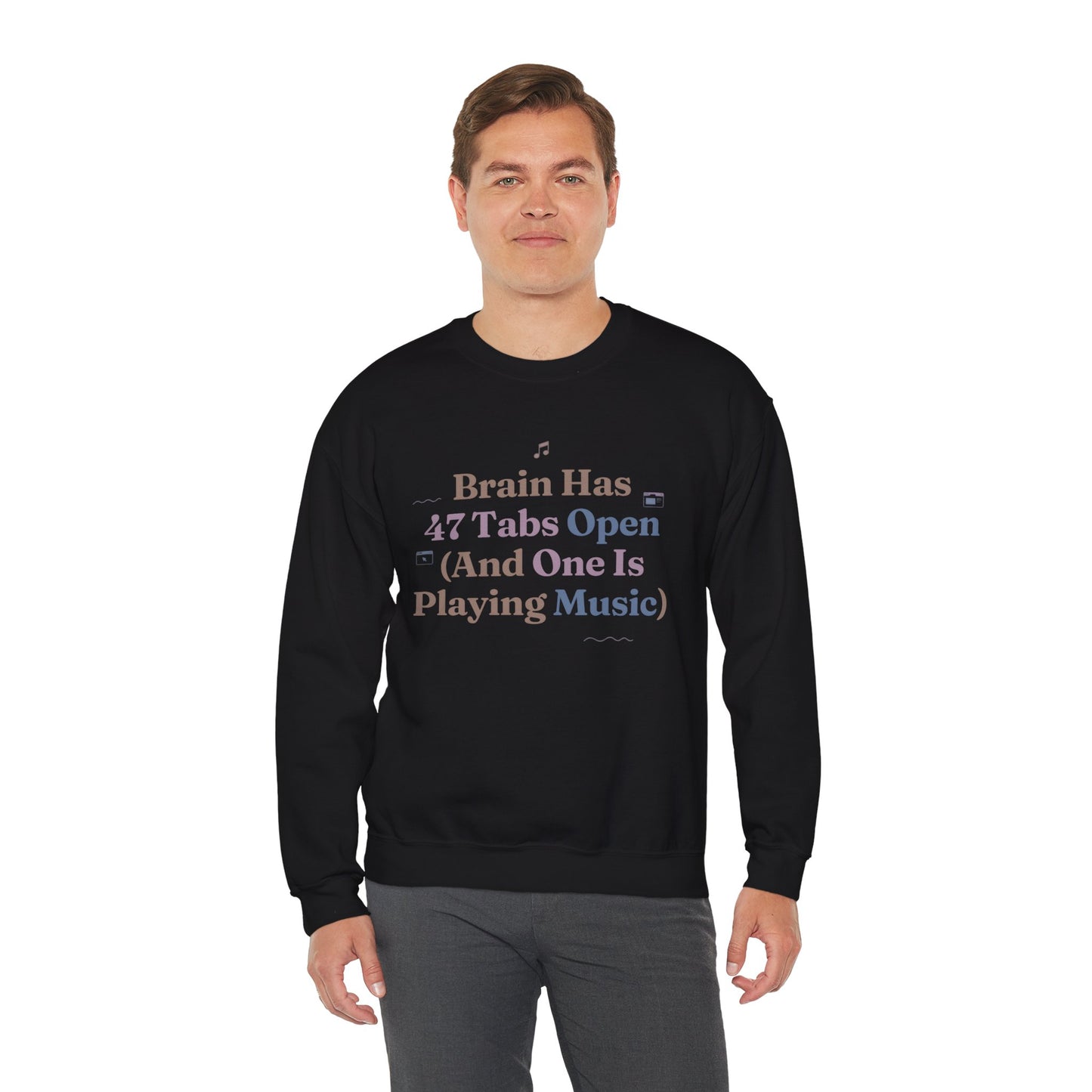 Hyperfocus Mode: '47 Tabs Open & Playing Music' Neurospicy Lofi Sweatshirt