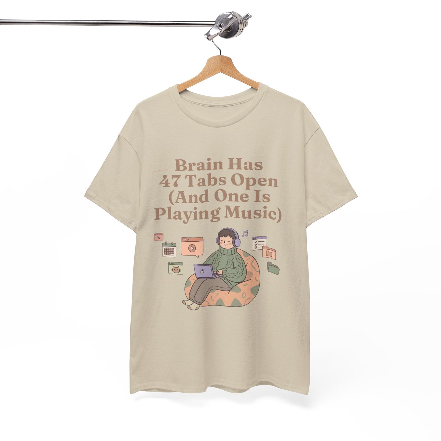 ADHD Lofi Aesthetic: 'Brain Has 47 Tabs Open (And One Is Playing Music)' Graphic Tee