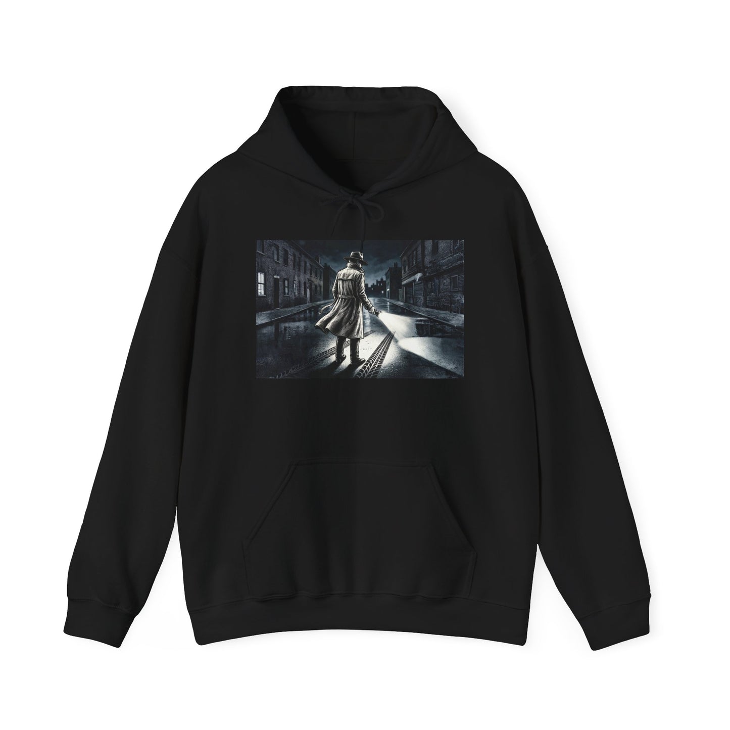 Shadow Streets Noir Detective Hoodie | Vintage Mystery Trench Coat