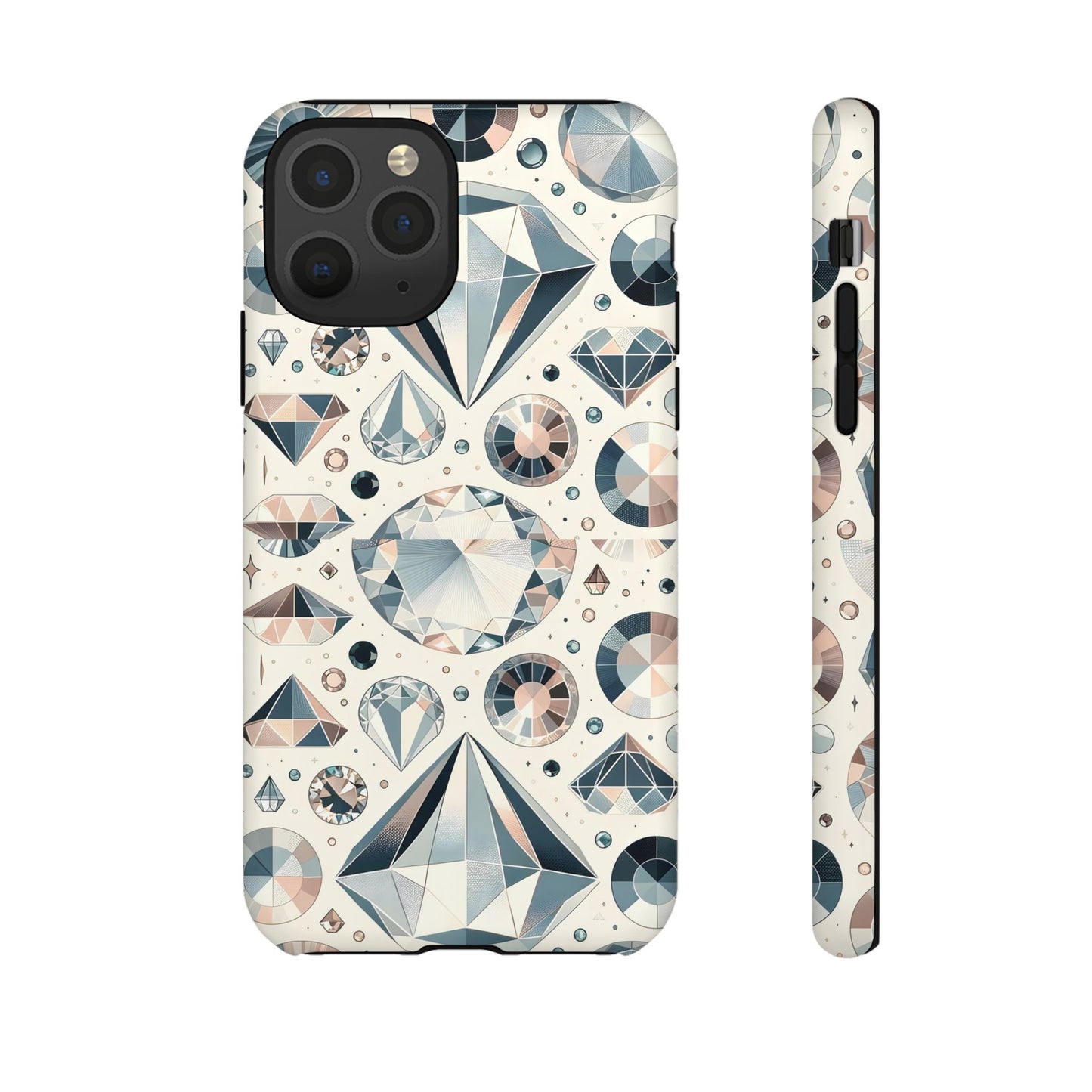 Diamond Pattern iPhone Case | Dual Layer Tough Cover | Luxury Gemstone Print | Glossy or Matte Finish | Shockproof Polycarbonate & TPU Shell