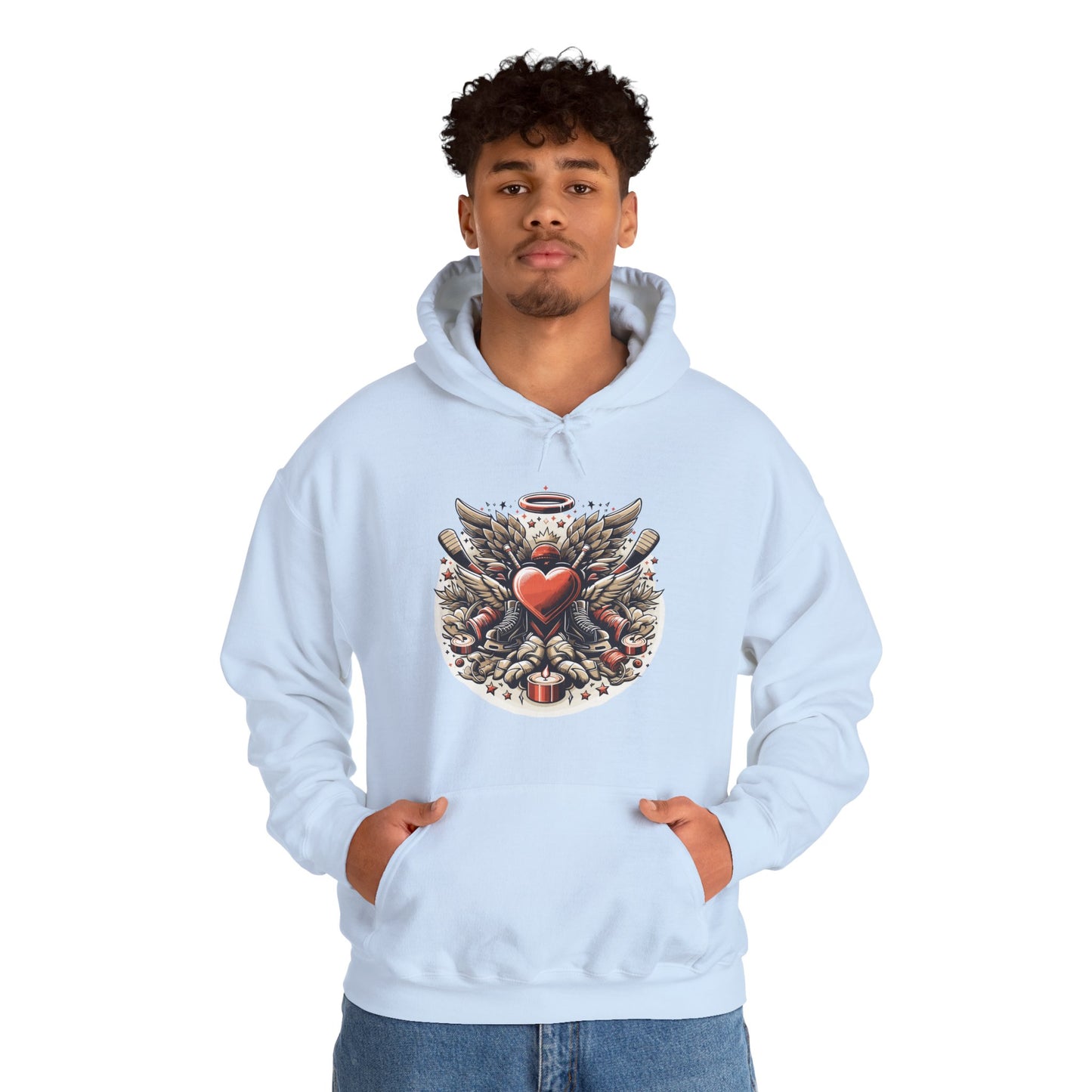 Hockey Heart & Angel Wings Hoodie | Edgy "Love the Game" Sweatshirt | Unique Sports Valentine's Gift