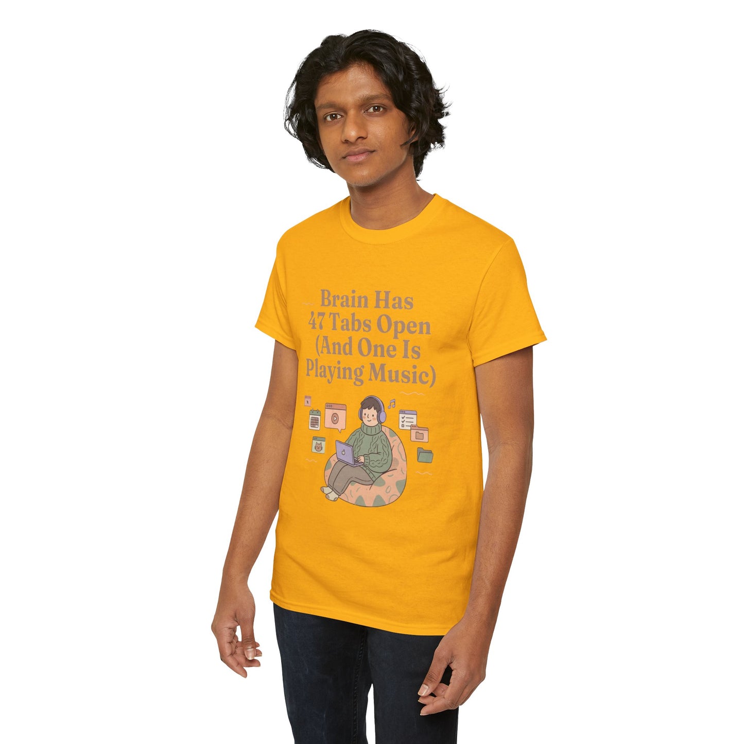 ADHD Lofi Aesthetic: 'Brain Has 47 Tabs Open (And One Is Playing Music)' Graphic Tee