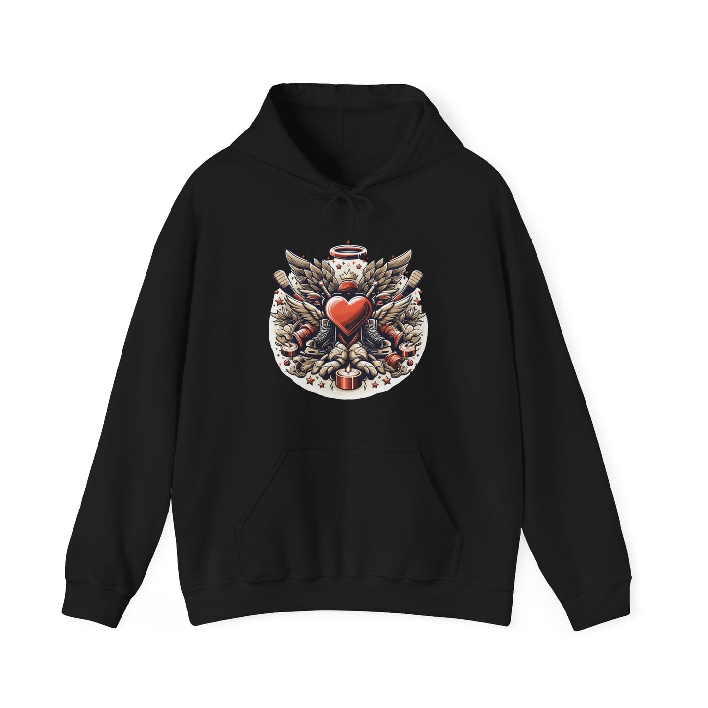 Hockey Heart & Angel Wings Hoodie | Edgy "Love the Game" Sweatshirt | Unique Sports Valentine's Gift