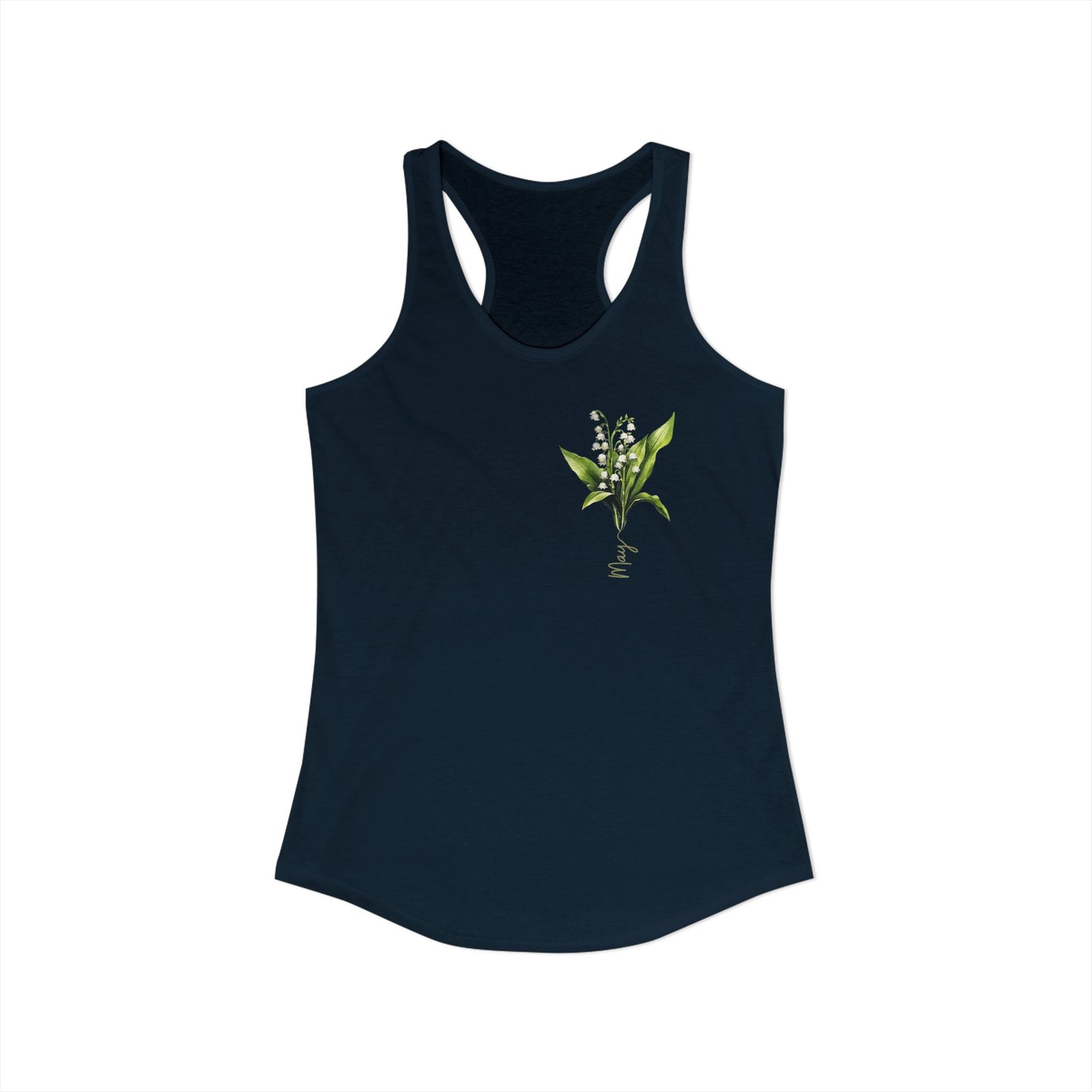 May Blossom Elegance – Lily of the Valley Women’s Racerback Tank Top