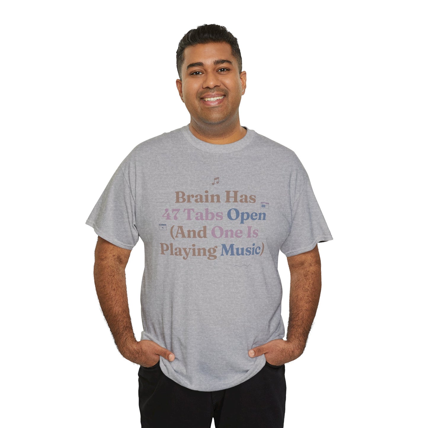 ADHD Lofi Aesthetic: 'Brain Has 47 Tabs Open (And One Is Playing Music)' Graphic Tee
