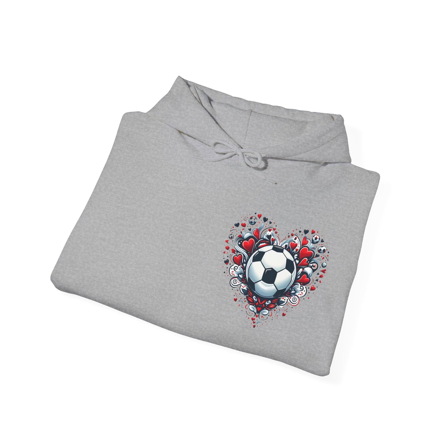 Love the Game Soccer Heart Hoodie | Minimalist Left-Chest Print | Soccer Mom & Fan Gift