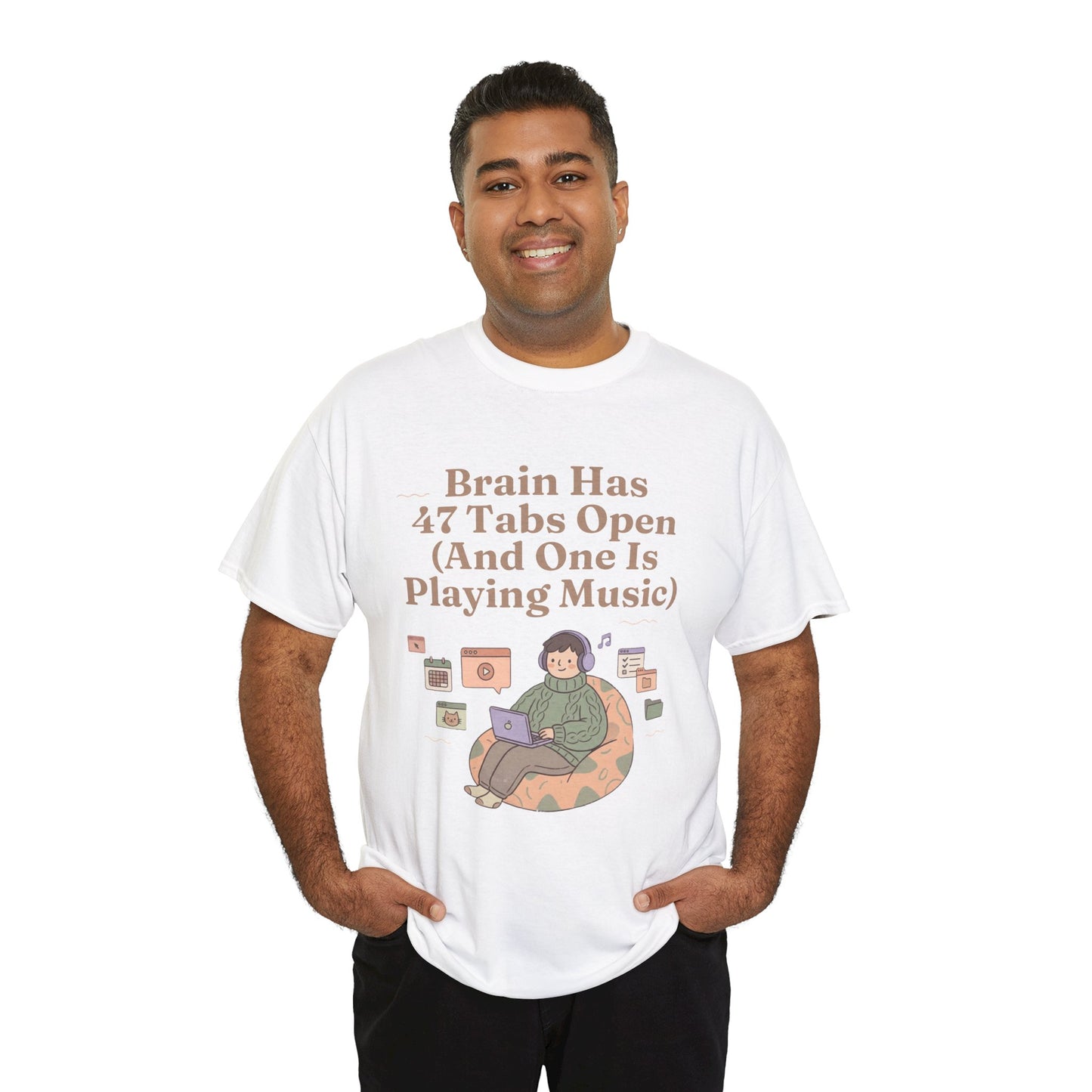 ADHD Lofi Aesthetic: 'Brain Has 47 Tabs Open (And One Is Playing Music)' Graphic Tee