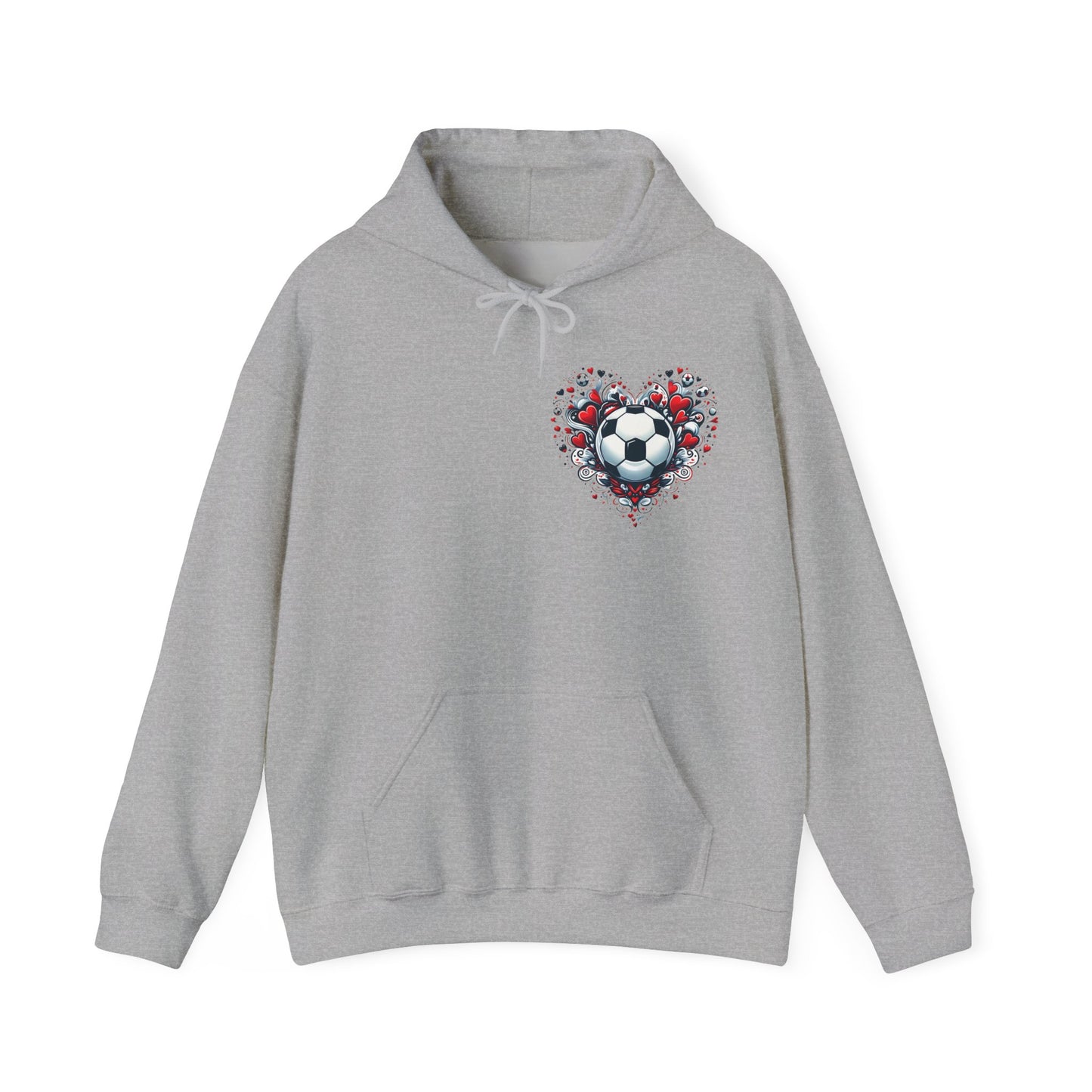 Love the Game Soccer Heart Hoodie | Minimalist Left-Chest Print | Soccer Mom & Fan Gift