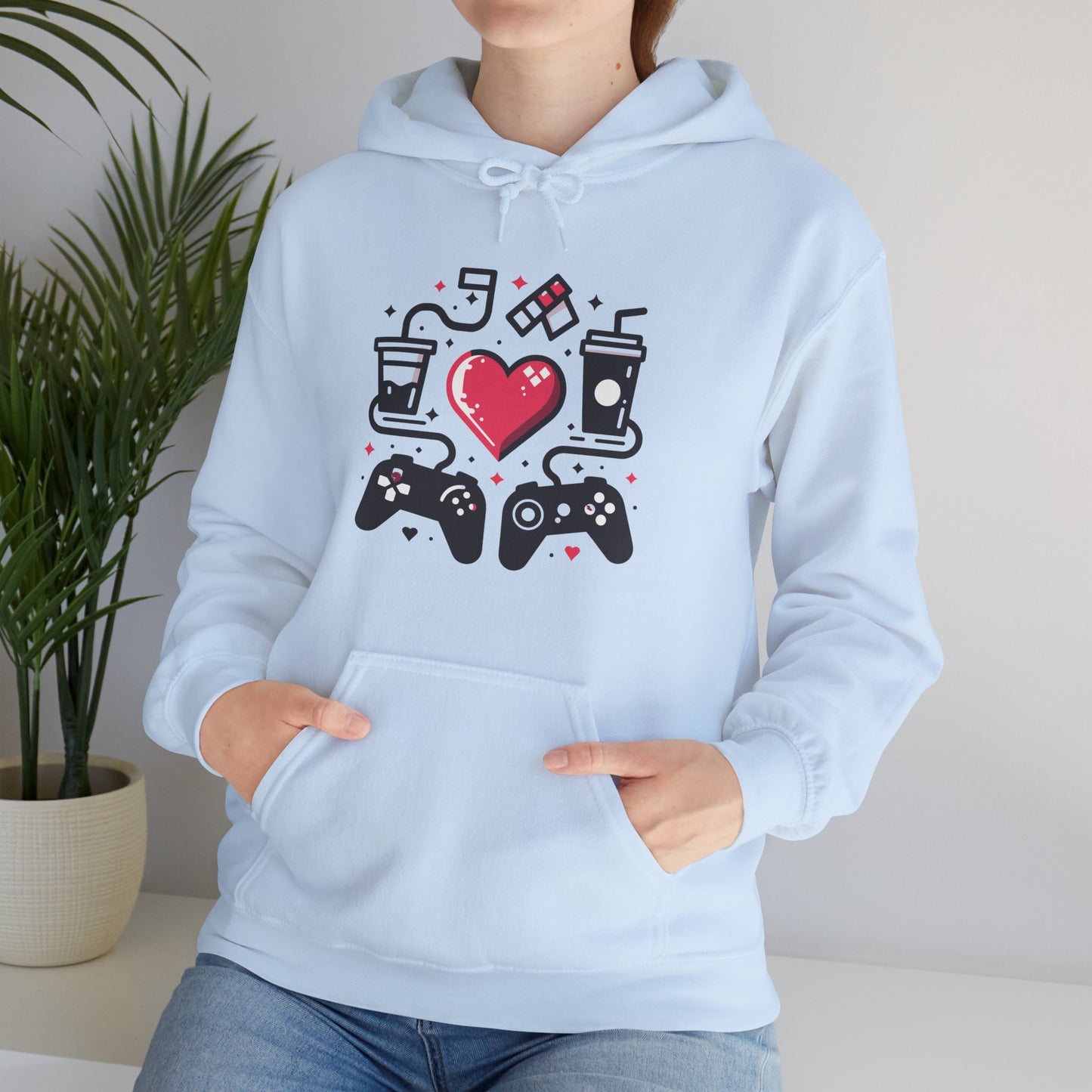 Viral Gamer Heart Life Hoodie - Retro Controllers Soda & Snacks Graphic Unisex Sweatshirt - Ultimate Gaming Gift