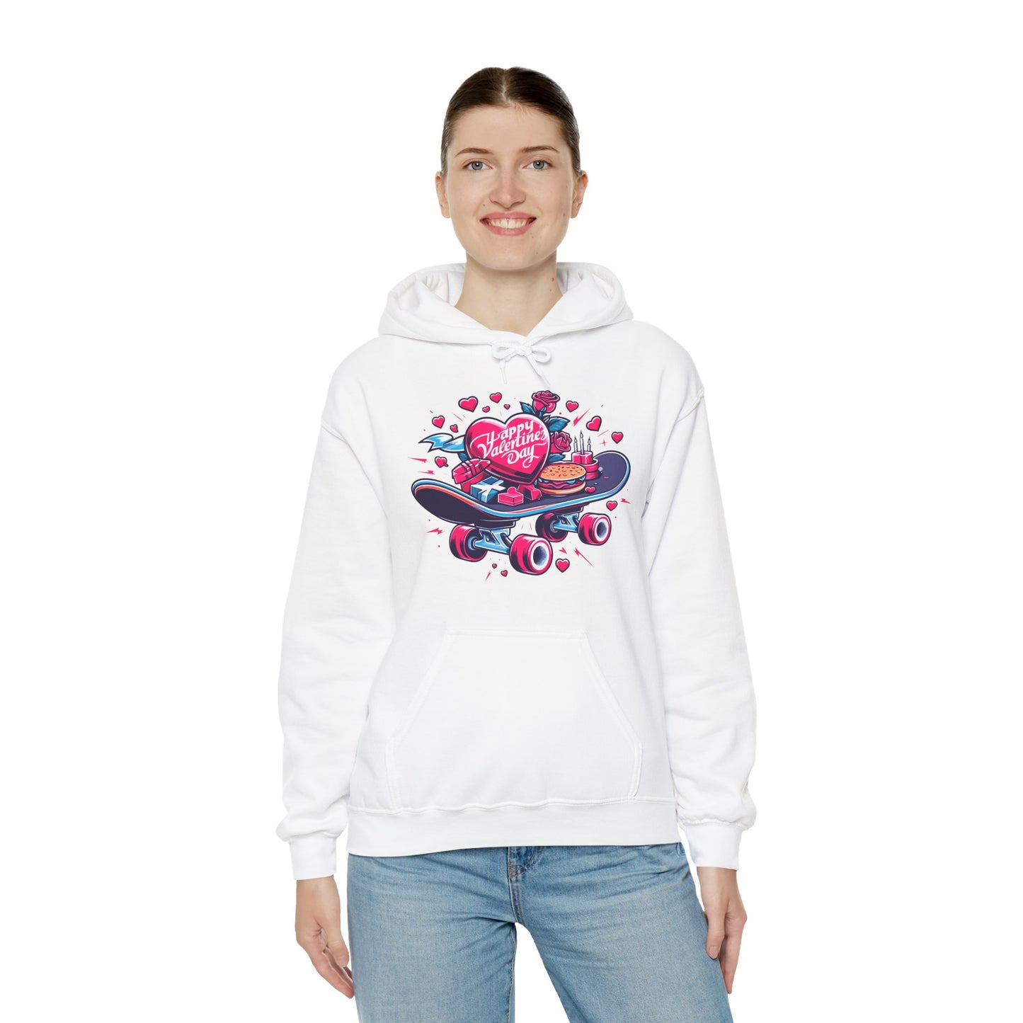 Skateboard Valentine's Hoodie | Edgy "Ride & Love" Graphic Sweatshirt | Funny Skater Gift
