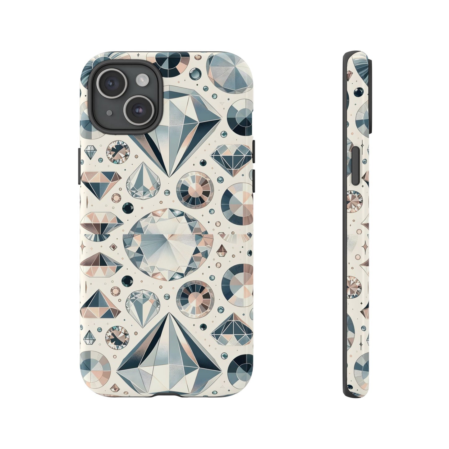 Diamond Pattern iPhone Case | Dual Layer Tough Cover | Luxury Gemstone Print | Glossy or Matte Finish | Shockproof Polycarbonate & TPU Shell