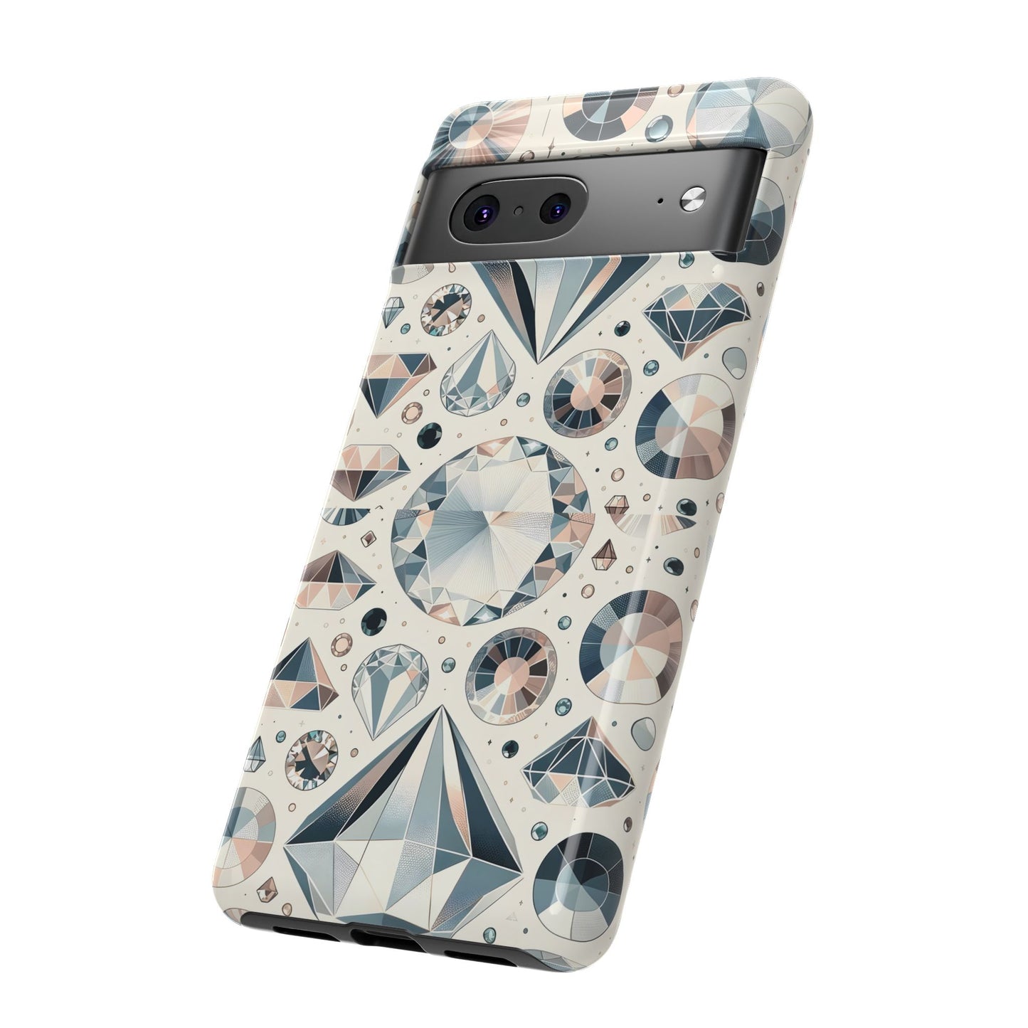 Diamond Pattern iPhone Case | Dual Layer Tough Cover | Luxury Gemstone Print | Glossy or Matte Finish | Shockproof Polycarbonate & TPU Shell