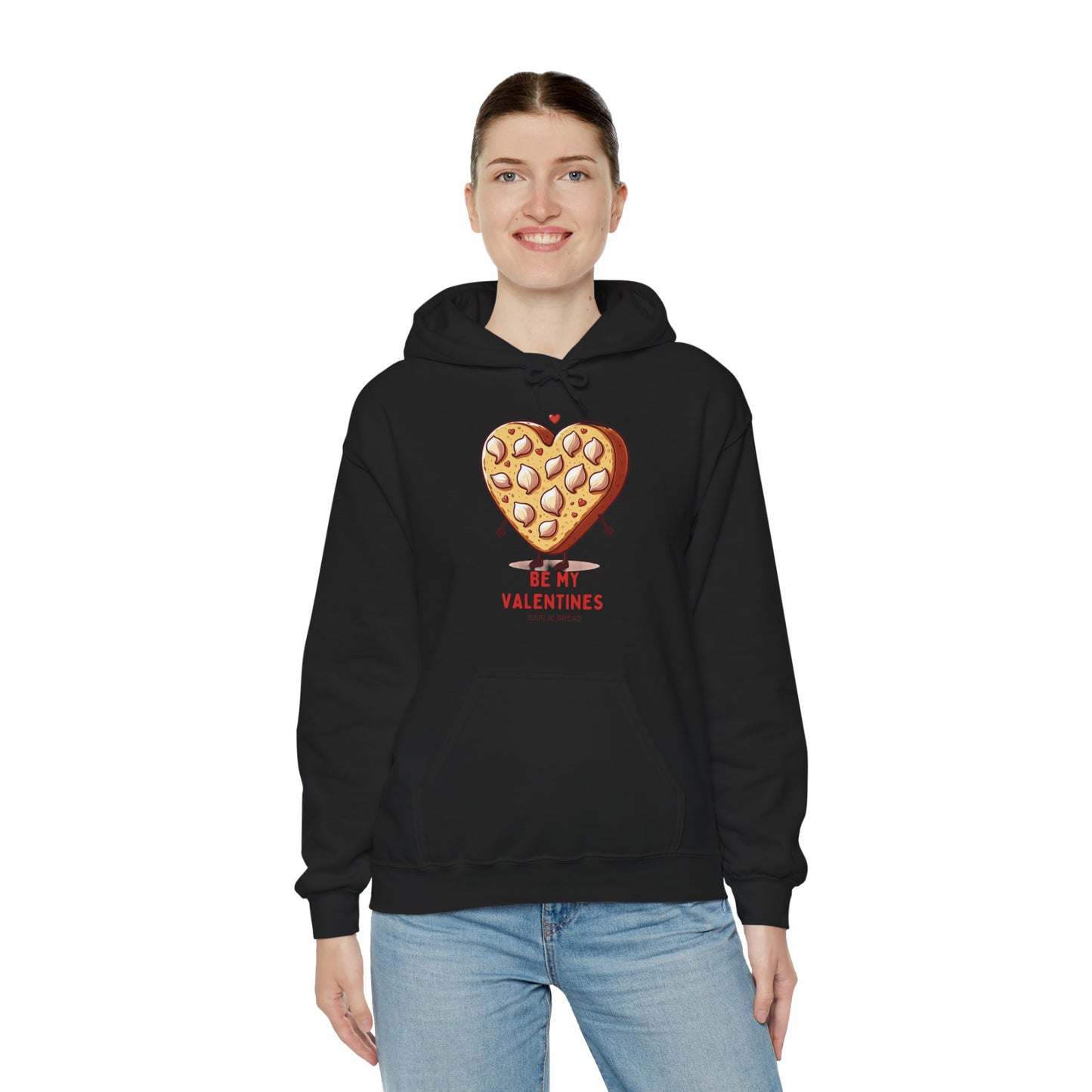 Garlic Bread Heart Hoodie Be My Valentines Unisex Sweatshirt - Funny Foodie Gift
