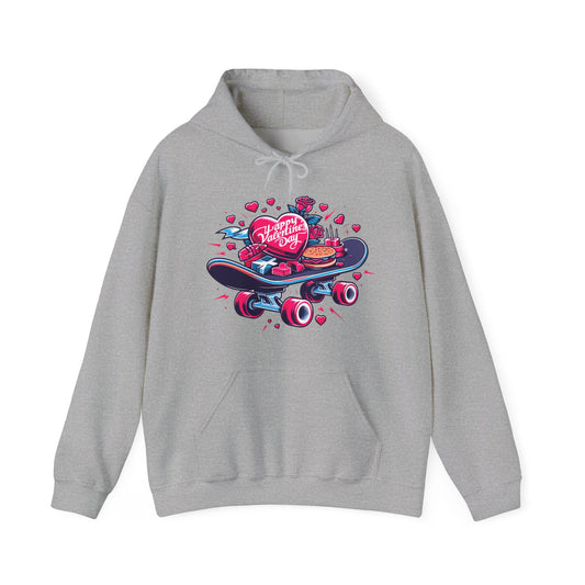 Skateboard Valentine's Hoodie | Edgy "Ride & Love" Graphic Sweatshirt | Funny Skater Gift
