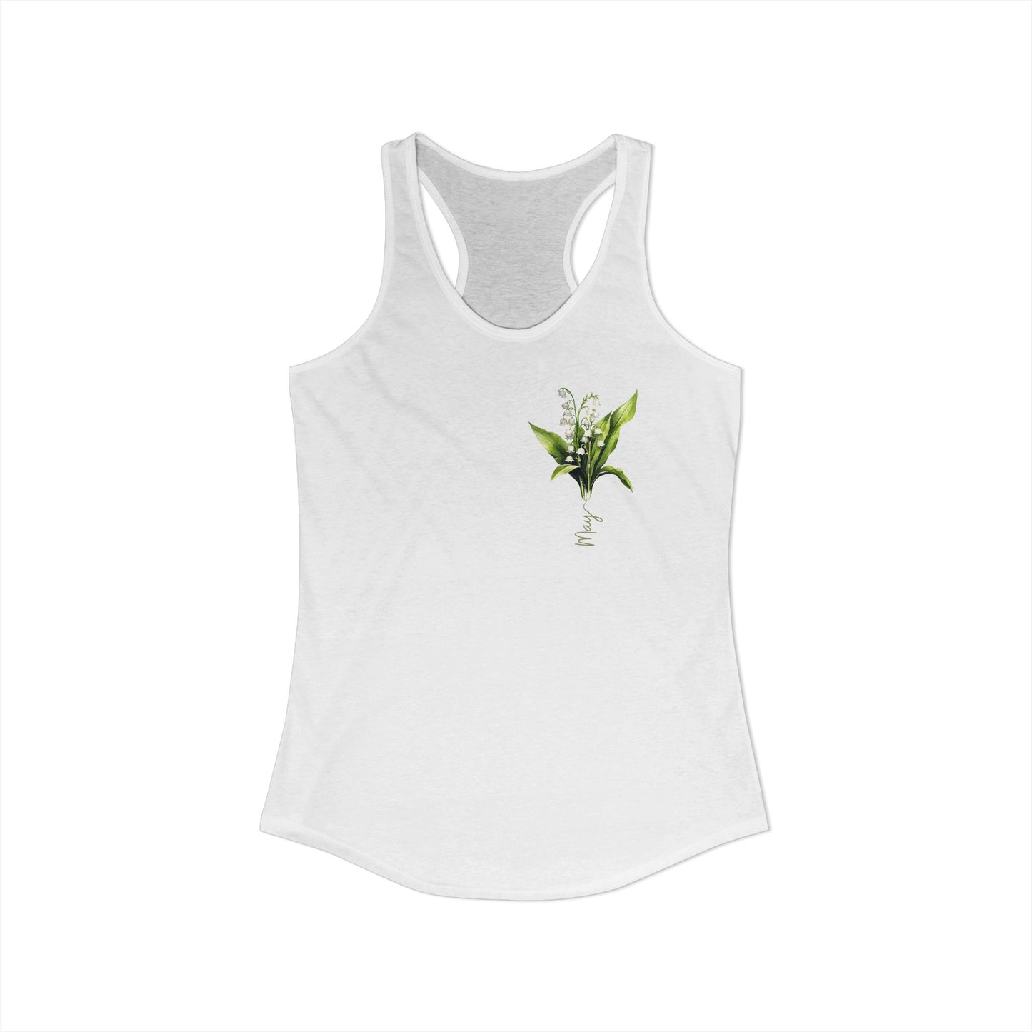 May Blossom Elegance – Lily of the Valley Women’s Racerback Tank Top