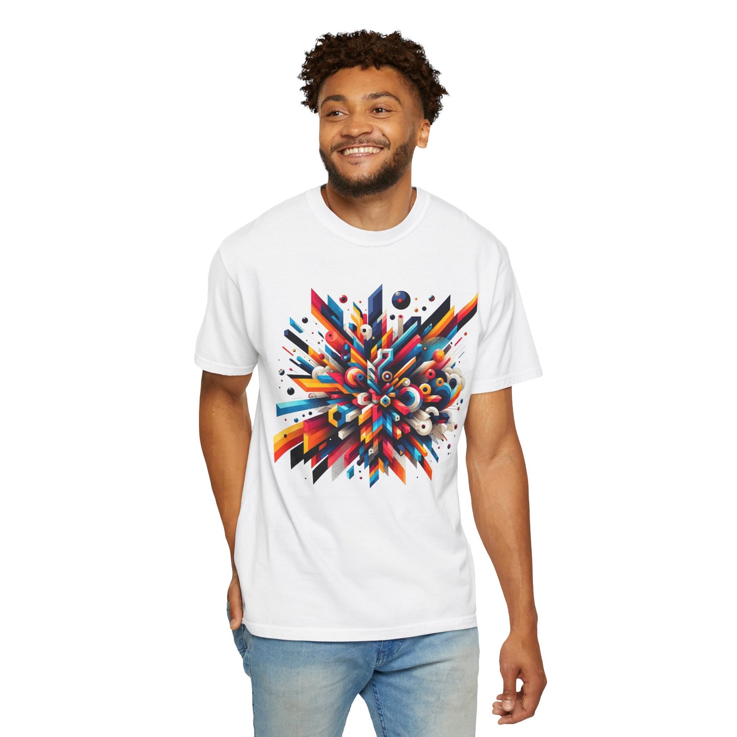 Abstract Art Energy Shirt | Comfort Colors 1717 | Vibrant Geometric Explosion Tee | Soft Washed Garment Dyed Cotton | Artistic Streetwear