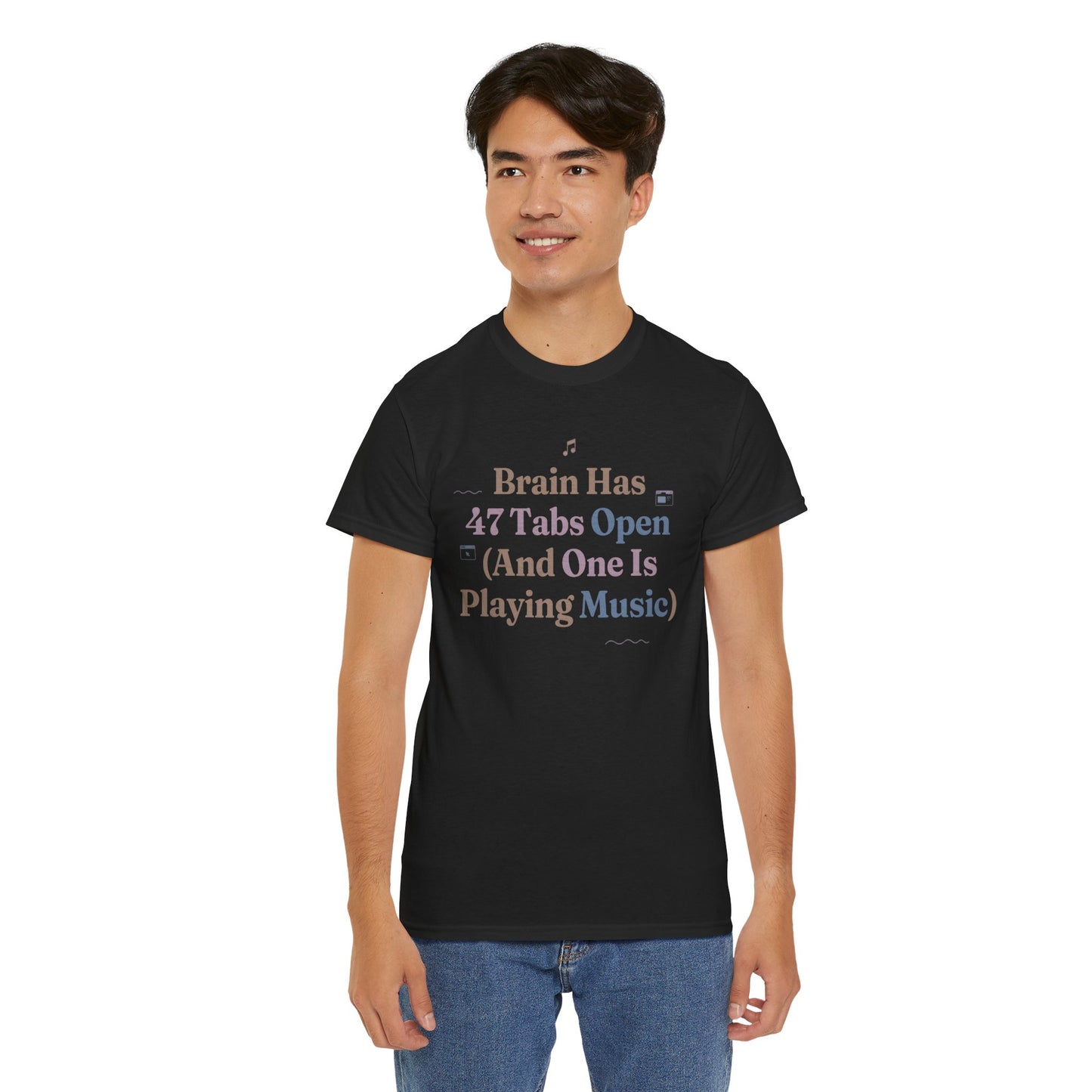 ADHD Lofi Aesthetic: 'Brain Has 47 Tabs Open (And One Is Playing Music)' Graphic Tee