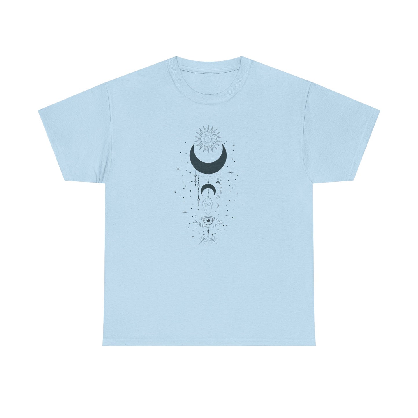 Celestial Moon & Sun Shirt | Boho Mystical Line Art Tee | Spiritual Astrology Gift | Heavy Cotton Unisex Top | Witchy Yoga T-Shirt