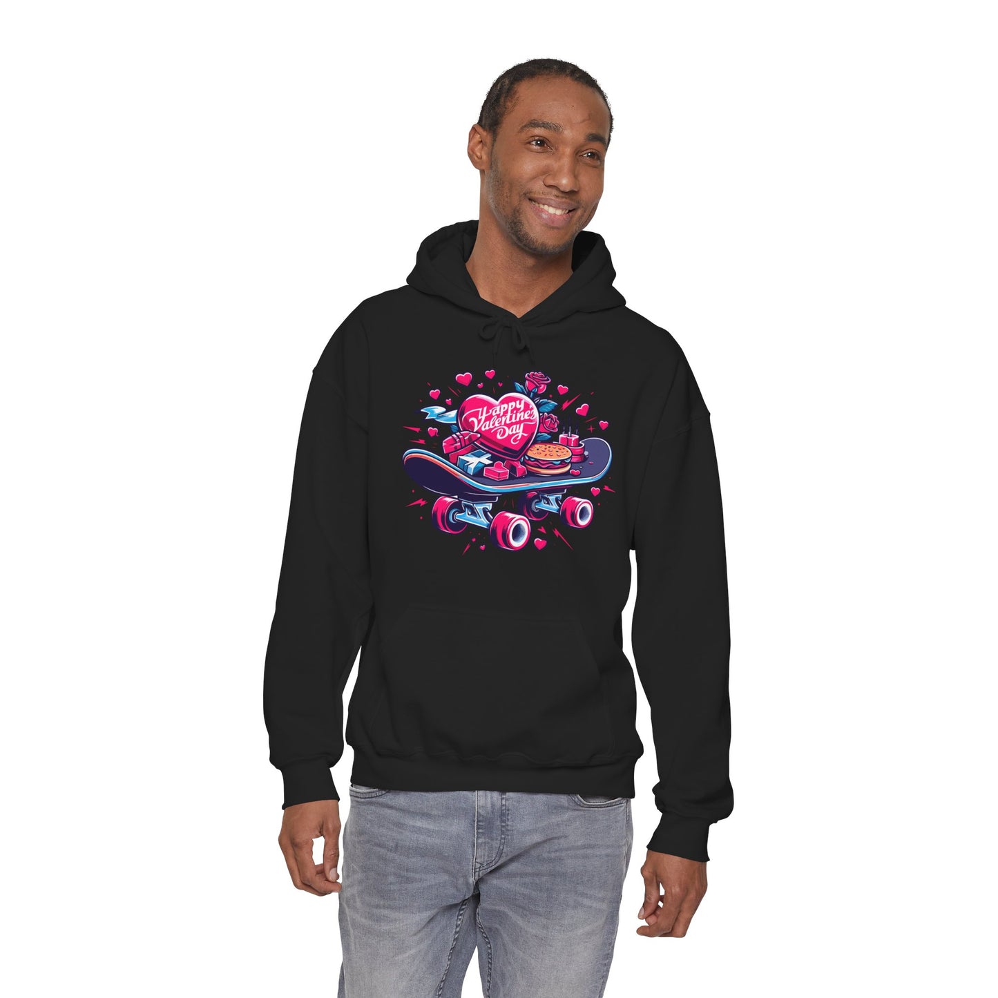 Skateboard Valentine's Hoodie | Edgy "Ride & Love" Graphic Sweatshirt | Funny Skater Gift